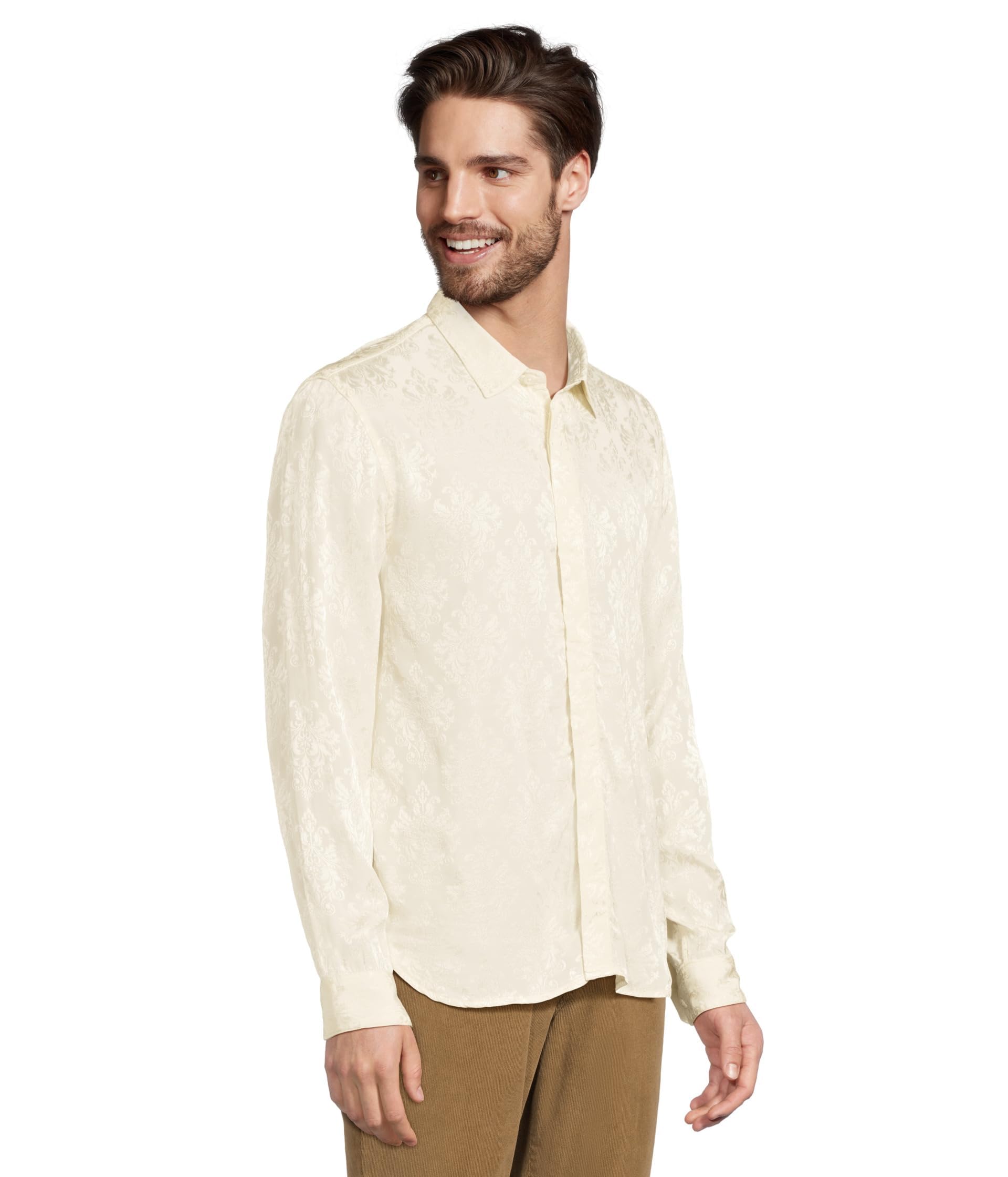 John Varvatos Men's Rodney Button-Down Shirt - Casual Slim Fit Long Sleeve Dress Shirt for Work, Date Night & Business Casual Outfits