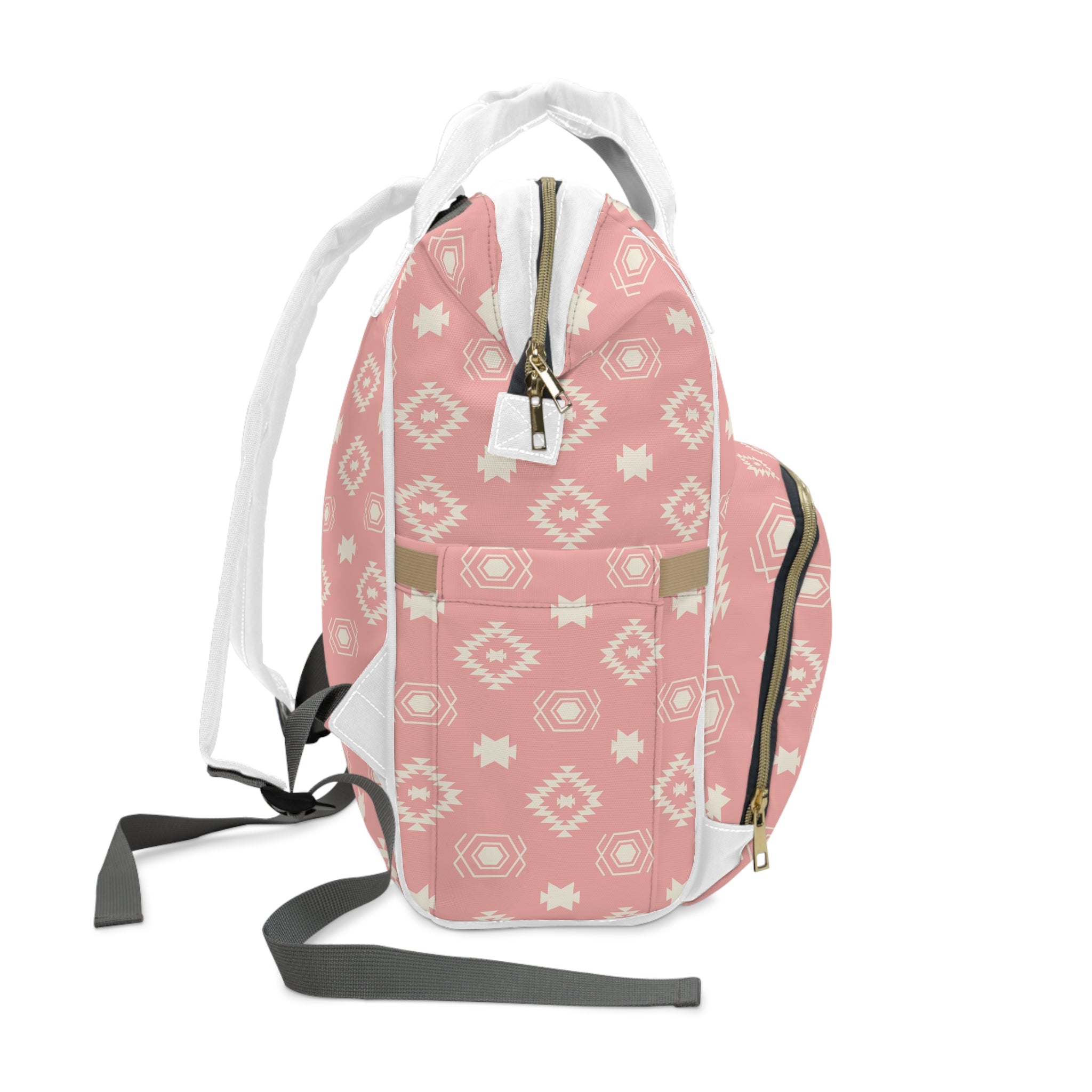 Stylish Pink Southwestern Diaper Backpack for Moms - Large Multifunctional Baby Bag with Insulated Bottle Pocket & Changing Pad - Perfect for Travel, Hospital Visits & Daily Parenting Essentials