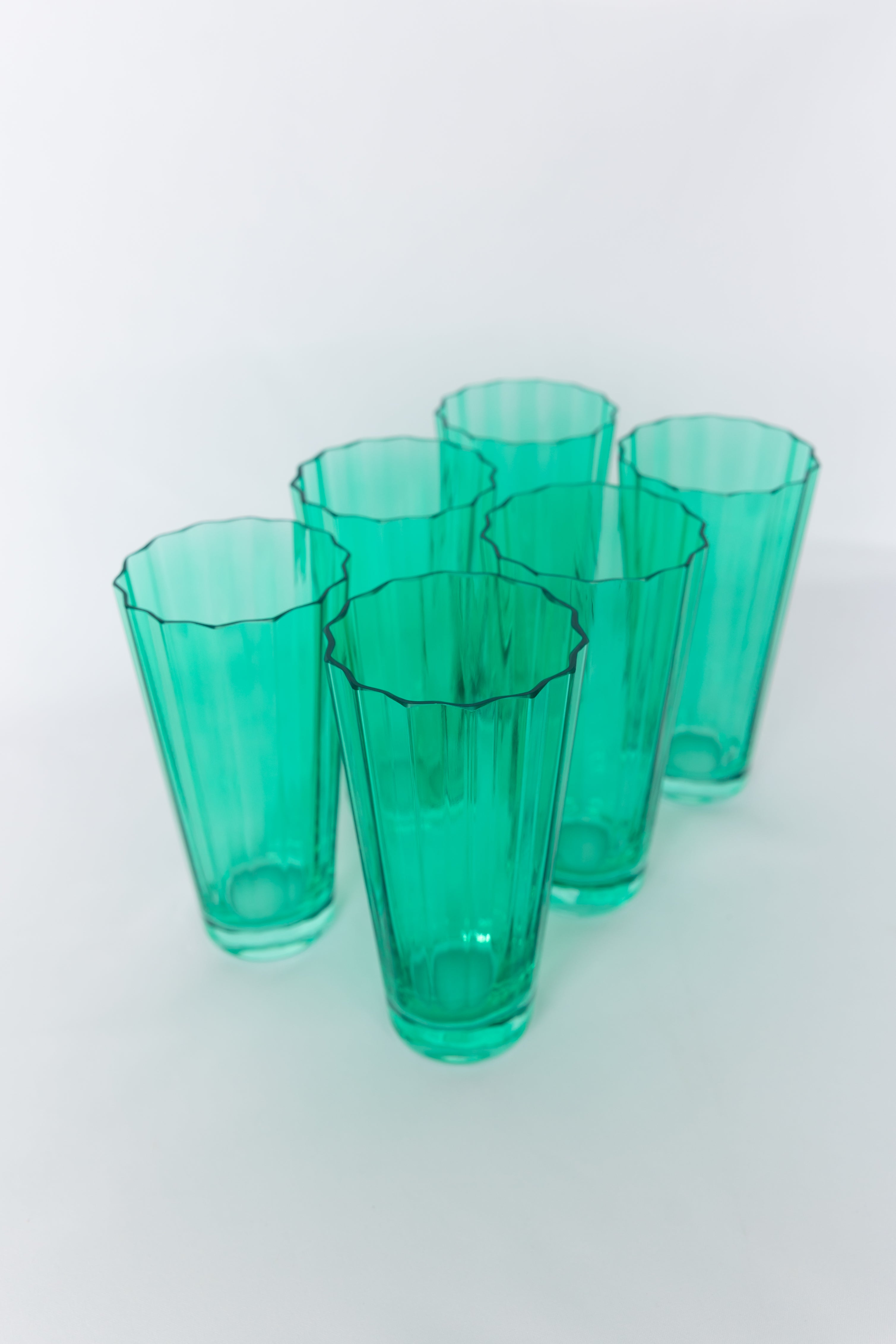 Estelle Colored Sunday Highball Glasses - Set of 6 (Kelly Green) - Perfect for Cocktails, Iced Tea & Entertaining