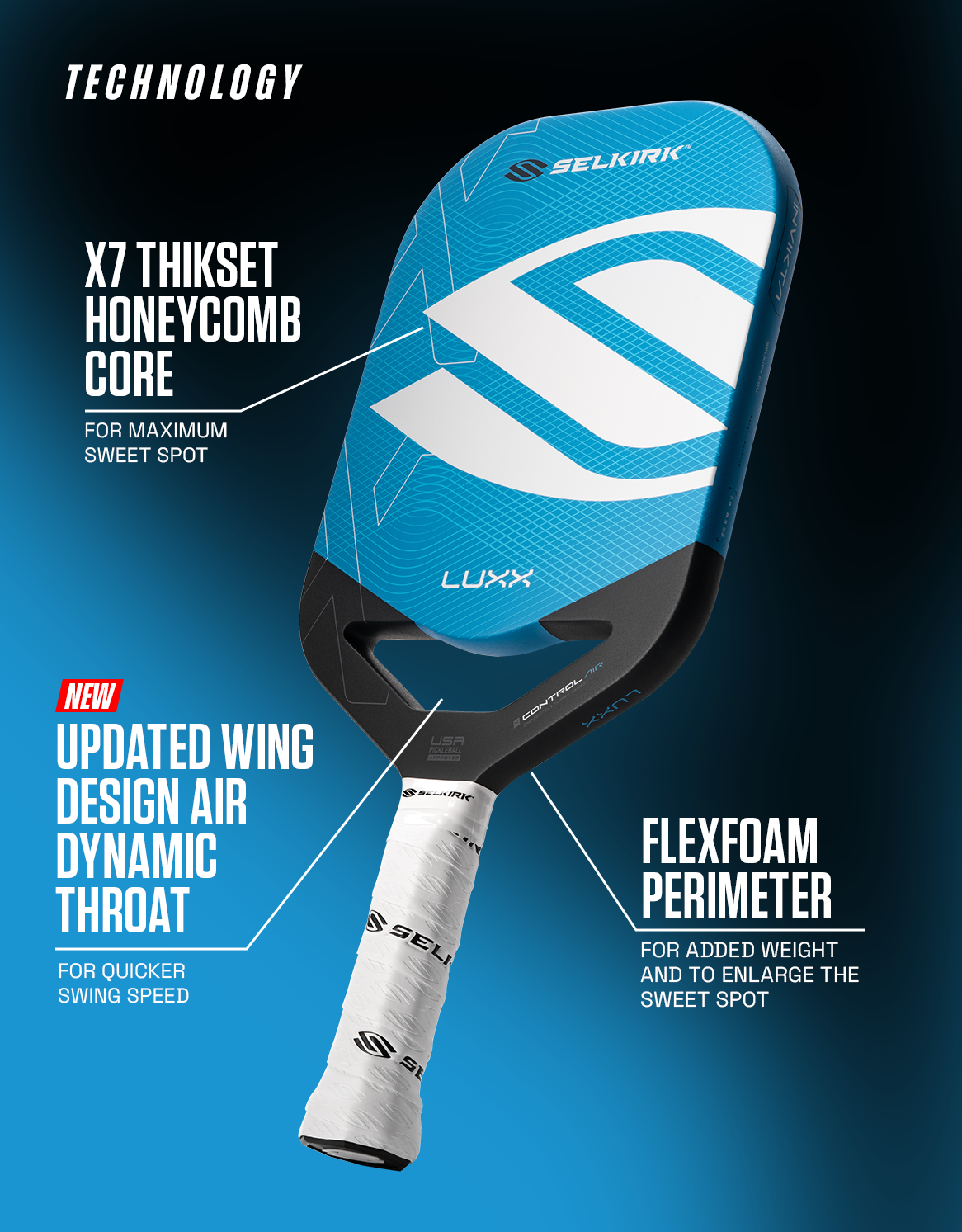 Selkirk LUXX Control Air INFIGRIT Pickleball Paddle - Premium Graphite Face & Polymer Core for Enhanced Control - Perfect for Competitive Play & Recreational Games