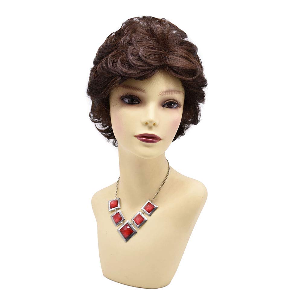 Natural Look Short Wavy Layered Wigs for Women - Premium Kanekalon Heat Friendly Lightweight Fashion Wig - 6# Dark Brown Mix Color (F603553) | Perfect for Cosplay, Daily Wear & Special Occasions