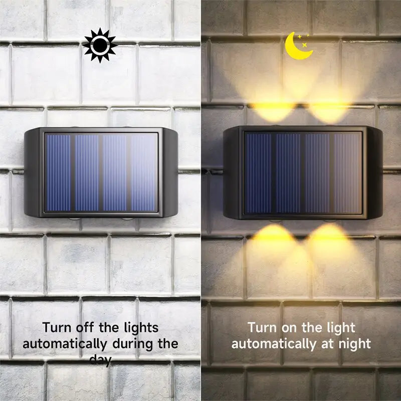 Radya 4LED Solar Powered Outdoor Wall Light - Waterproof Garden Lighting for Patio, Yard, Pathway, and Deck (Warm White)