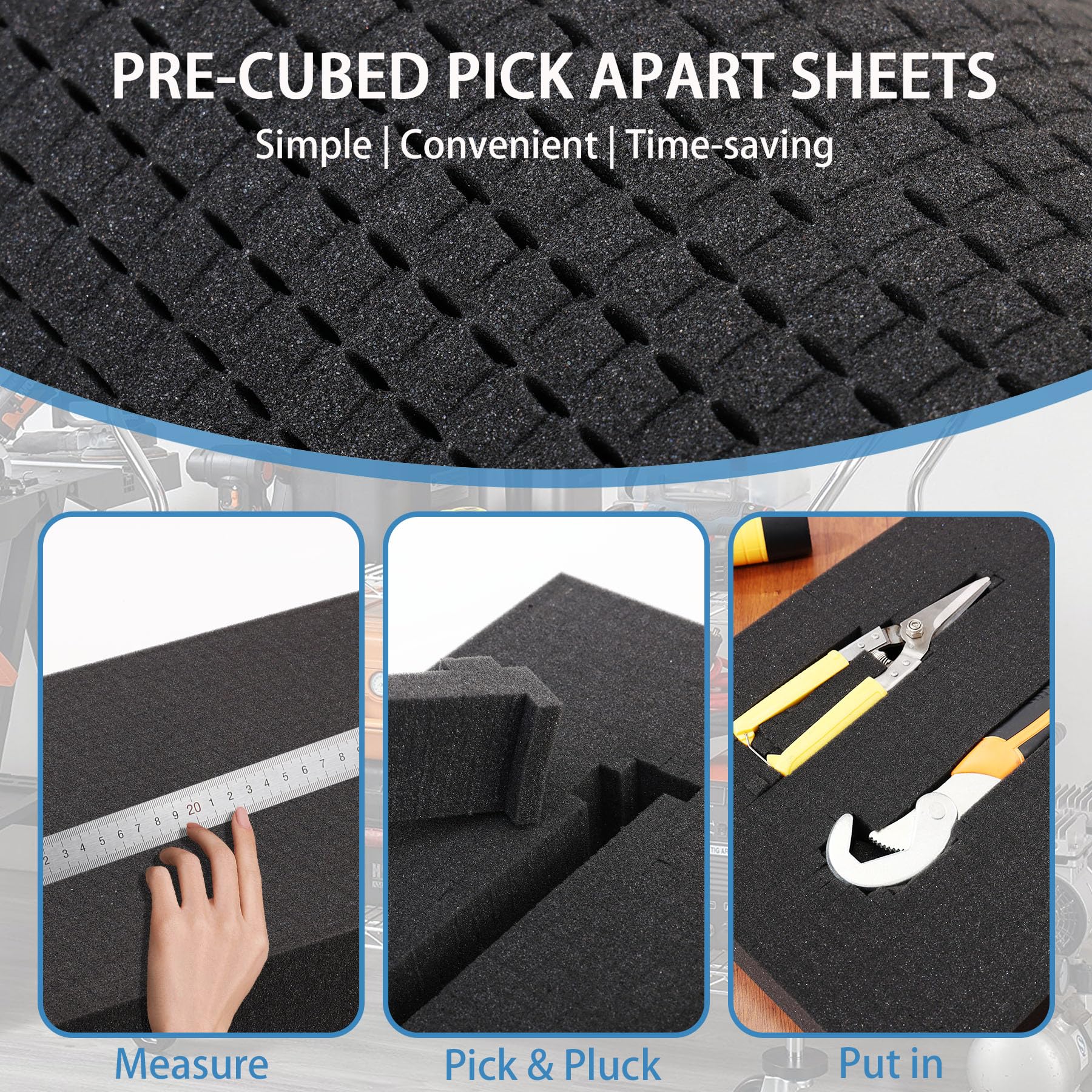 Coengwui Pick and Pluck Foam Inserts - 2 Pack (12x12x2 Inches) with 0.4