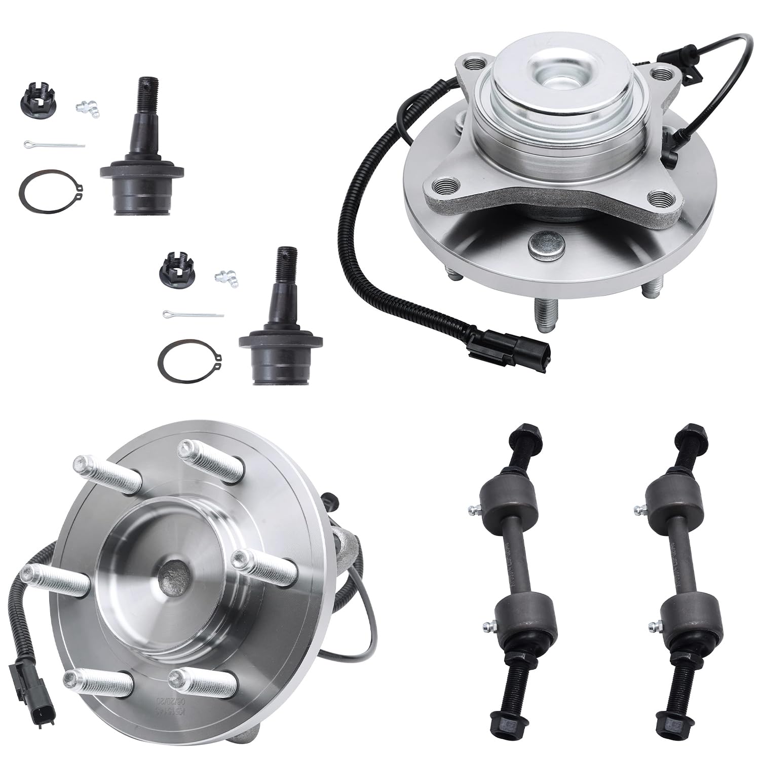 Detroit Axle - 6pc Front Wheel Bearing & Hub Assembly, Lower Ball Joints and Sway Bar Link Kit for 2011-2014 Ford F-150, Expedition, Lincoln Navigator (6 Lug 2WD Only) - Replacement Suspension Parts for Smoother Ride & Better Handling