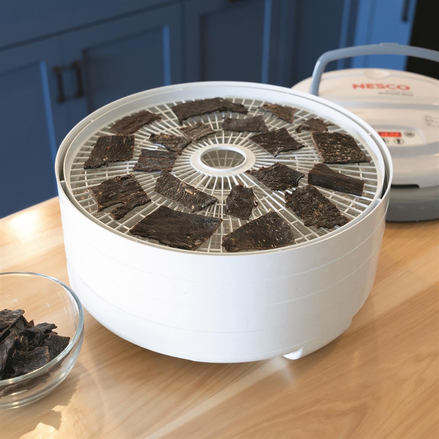 Nesco FD-79 Snackmaster Pro Digital Food Dehydrator - 4 Trays for Healthy Snacks, Fruit, Beef Jerky, Meat, Vegetables & Herbs | Perfect for Home, Camping & Meal Prep | Grey (1 Pack)