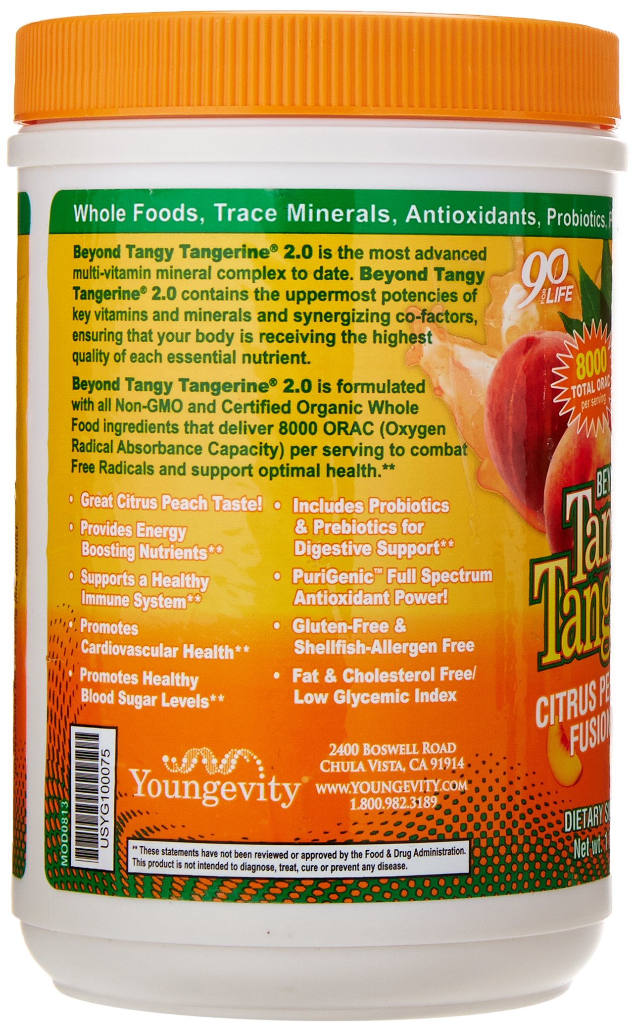 Youngevity Beyond Tangy Tangerine 2.0 Citrus Peach Fusion Multivitamin - Natural Whole Food Supplement with 8,000 ORAC Antioxidants (3 Canisters) | Immune Support & Energy Boost for Active Lifestyles
