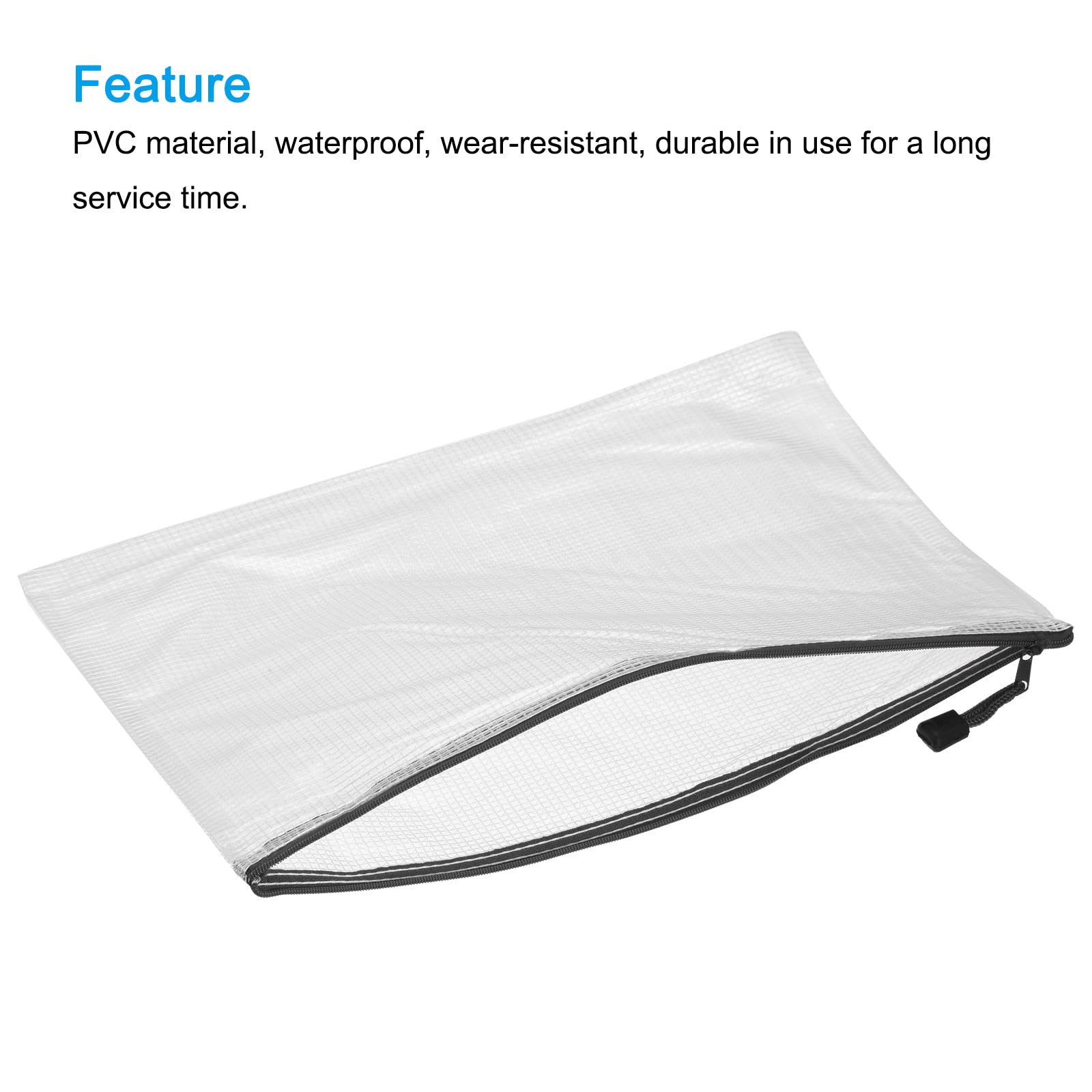 **MECCANIXITY Mesh Zipper Bags - 12 Pack A4 Size Plastic Document Folders with Secure Zip Closure for Home, Office & Travel Storage - Black**    *(Perfect for Organizing Papers, Receipts, Files & School Supplies - Durable & Lightweight for Daily Use)*