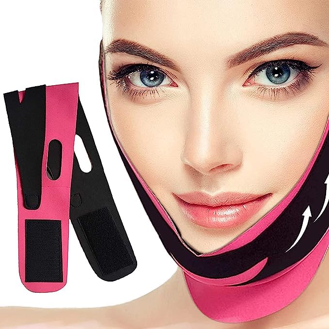 Careopeta Face Lifting Mask & Slimming Belt - Double Chin Reducer for Women & Men | Chin Shaper & Jawline Contouring Tool | V-Line Face Slimming Mask (Pink) | Perfect for Home Spa, Self-Care & Beauty Routine
