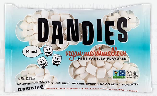 Dandies Vegan Mini Marshmallows - Non-GMO, Gluten-Free, Animal-Free - Perfect for Hot Cocoa, Baking & Campfire S'mores
