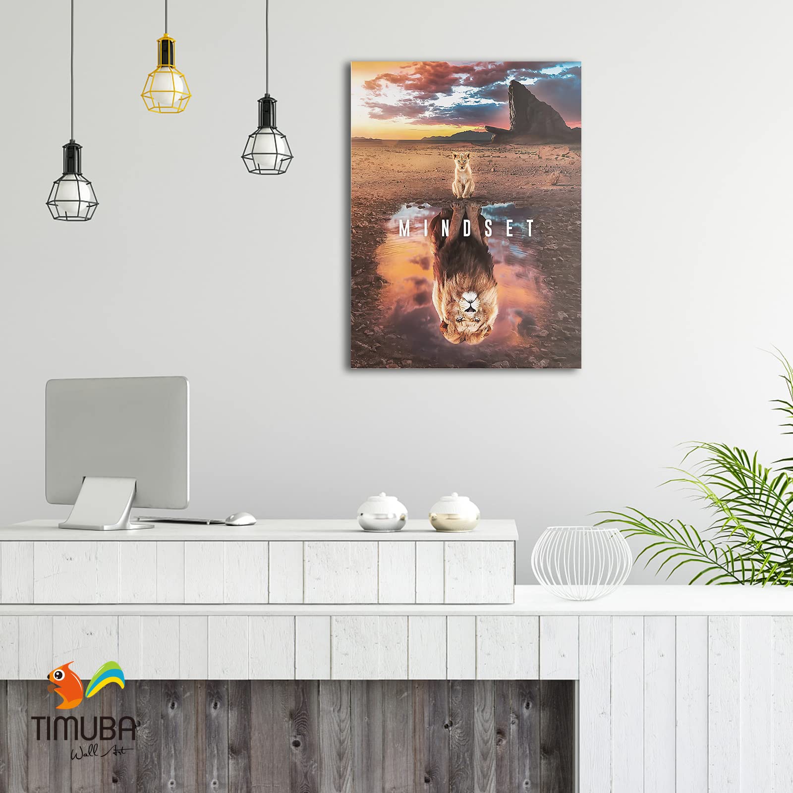 Inspirational Wall Art with Motivational Quotes - Lion Canvas Framed Artwork for Home & Office Decor (32x48 Inches) - Perfect for Living Room, Bedroom, or Workspace Motivation