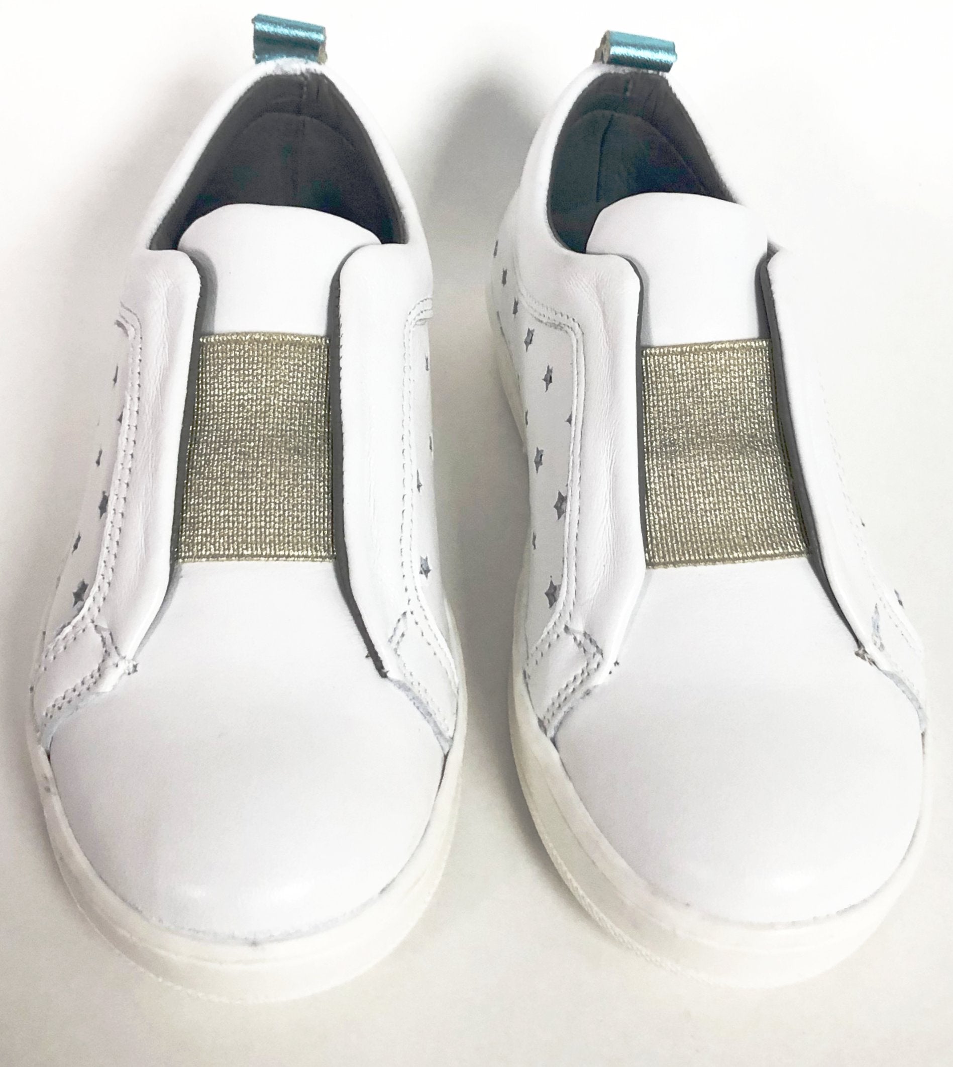 Blublonc White and Gold Star Sneakers for Women - Fashionable Casual Running Shoes - Perfect for Gym, Workout, and Everyday Wear