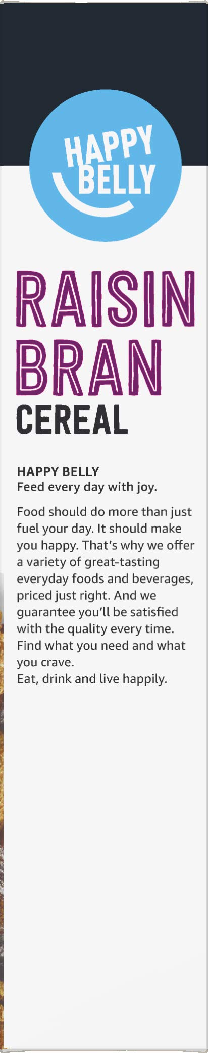 Happy Belly Raisin Bran Cereal - 18.7 Oz, Whole Grain Breakfast Cereal with Raisins - Perfect for Healthy Mornings, Snacks & Family Breakfasts