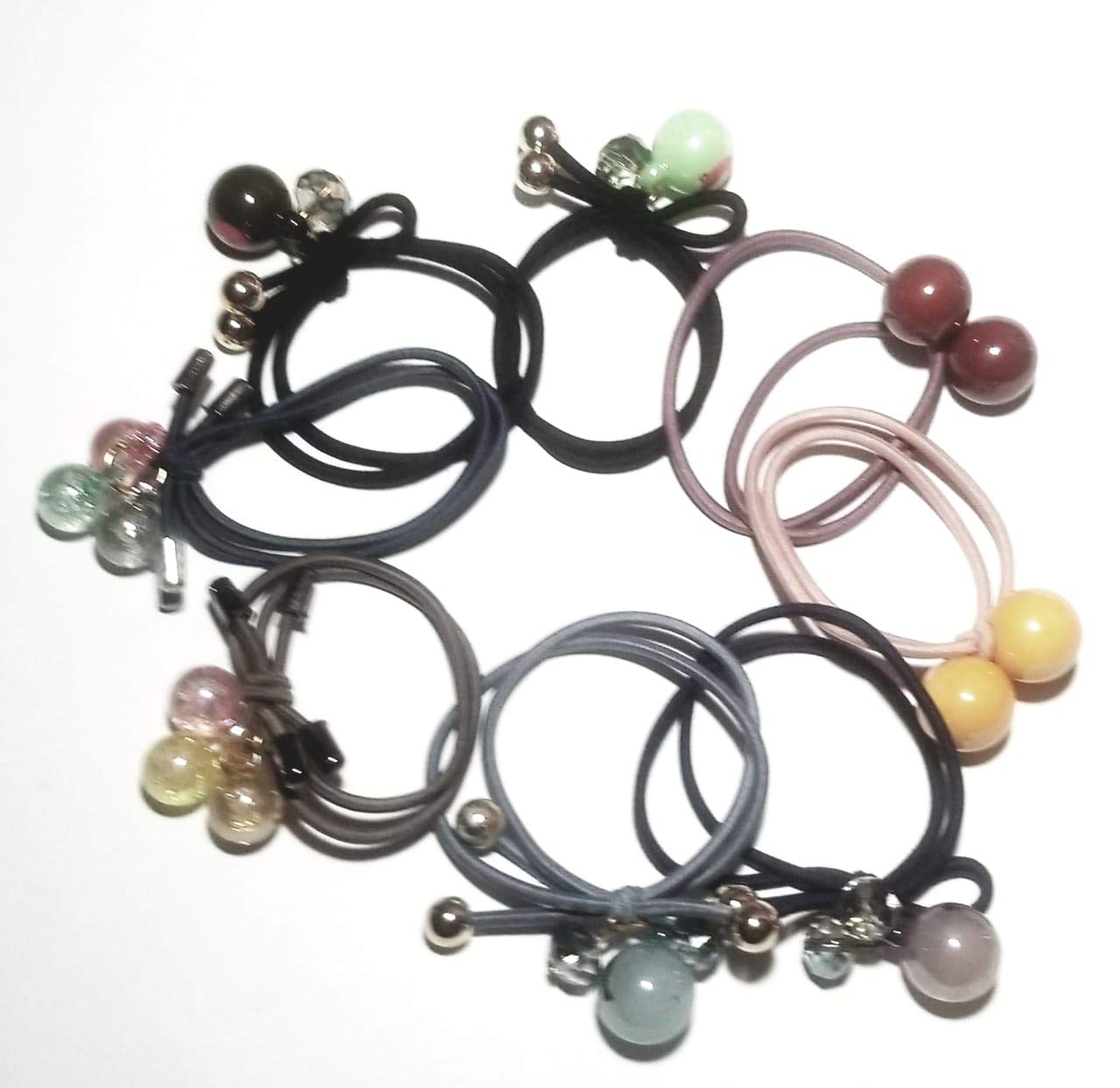 SR SELECTION Fashionable Hair Rubber Bands for Women & Girls - 8 Pack Multicolor Hair Ties for Ponytails, Braids & Everyday Styling