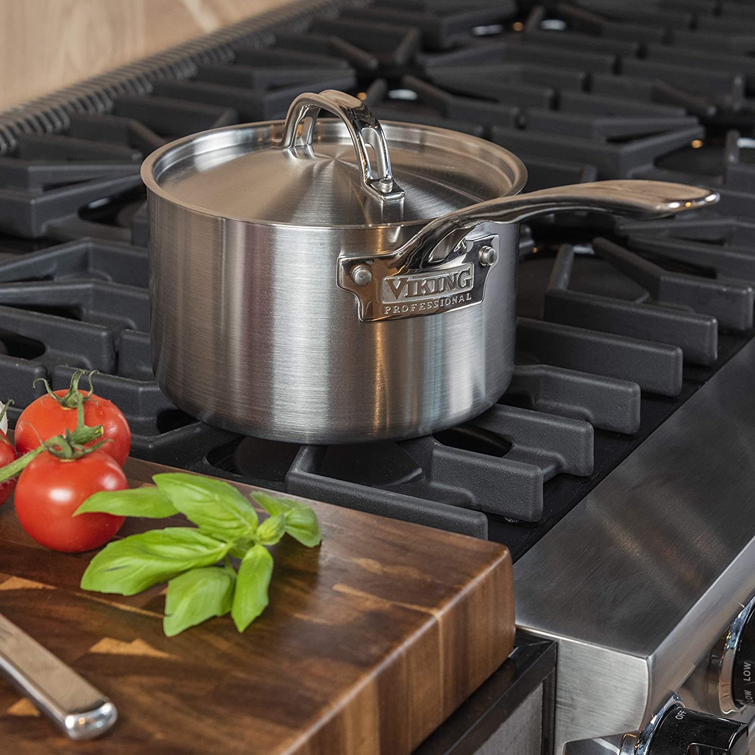 Viking Culinary Professional 5-Ply Stainless Steel Saucepan with Lid - 3 Quart Capacity, Dishwasher & Oven Safe, Compatible with All Cooktops Including Induction - Perfect for Soups, Sauces, and Everyday Cooking