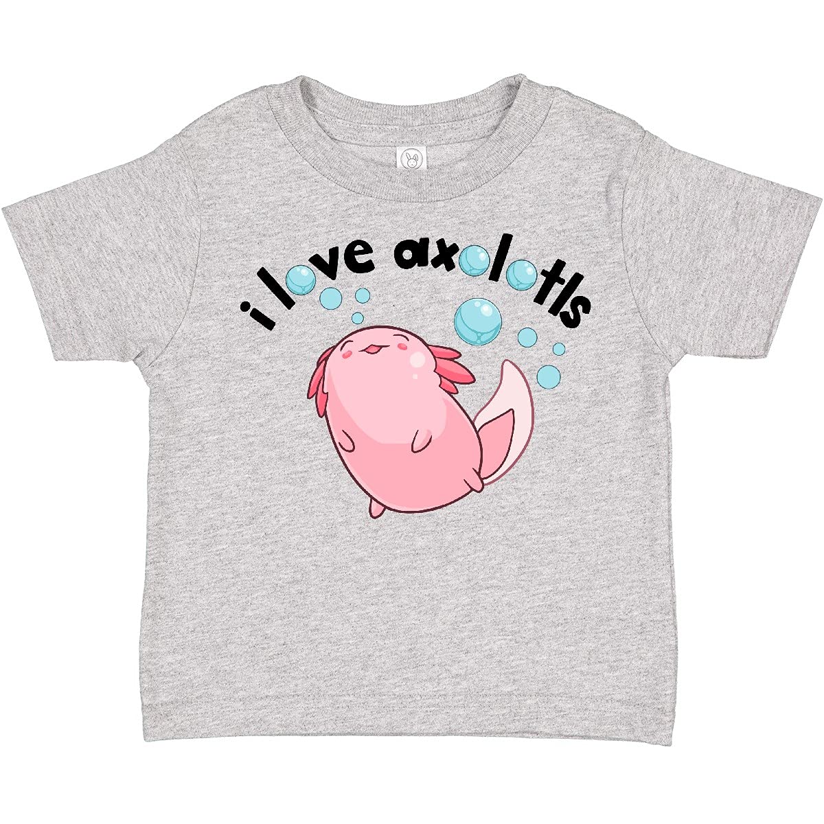 Inktastic I Love Axolotls with Bubbles Toddler T-Shirt - Cute Axolotl Graphic Tee for Kids - Perfect for Playdates, School & Casual Outfits
