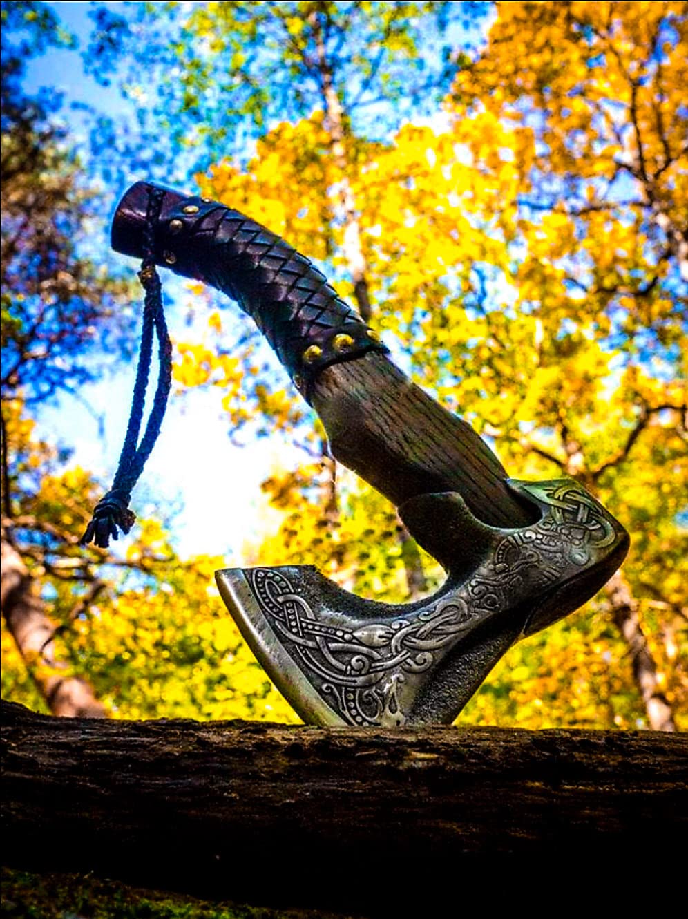 Handcrafted Viking Bearded Axe - Forged Camping Tomahawk with Rosewood Handle | Perfect Gift for Men (Birthday, Anniversary) | Outdoor Survival Tool & Medieval Decor