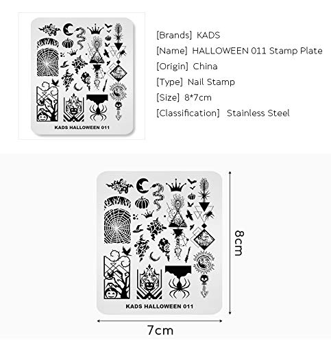 Christmas & Halloween Nail Stamping Plates Set - DIY Nail Art Image Transfer Templates for Manicure, Stencils & Printing Tools (Halloween 011) - Perfect for Holiday Nail Designs, Party Looks & Gift Ideas