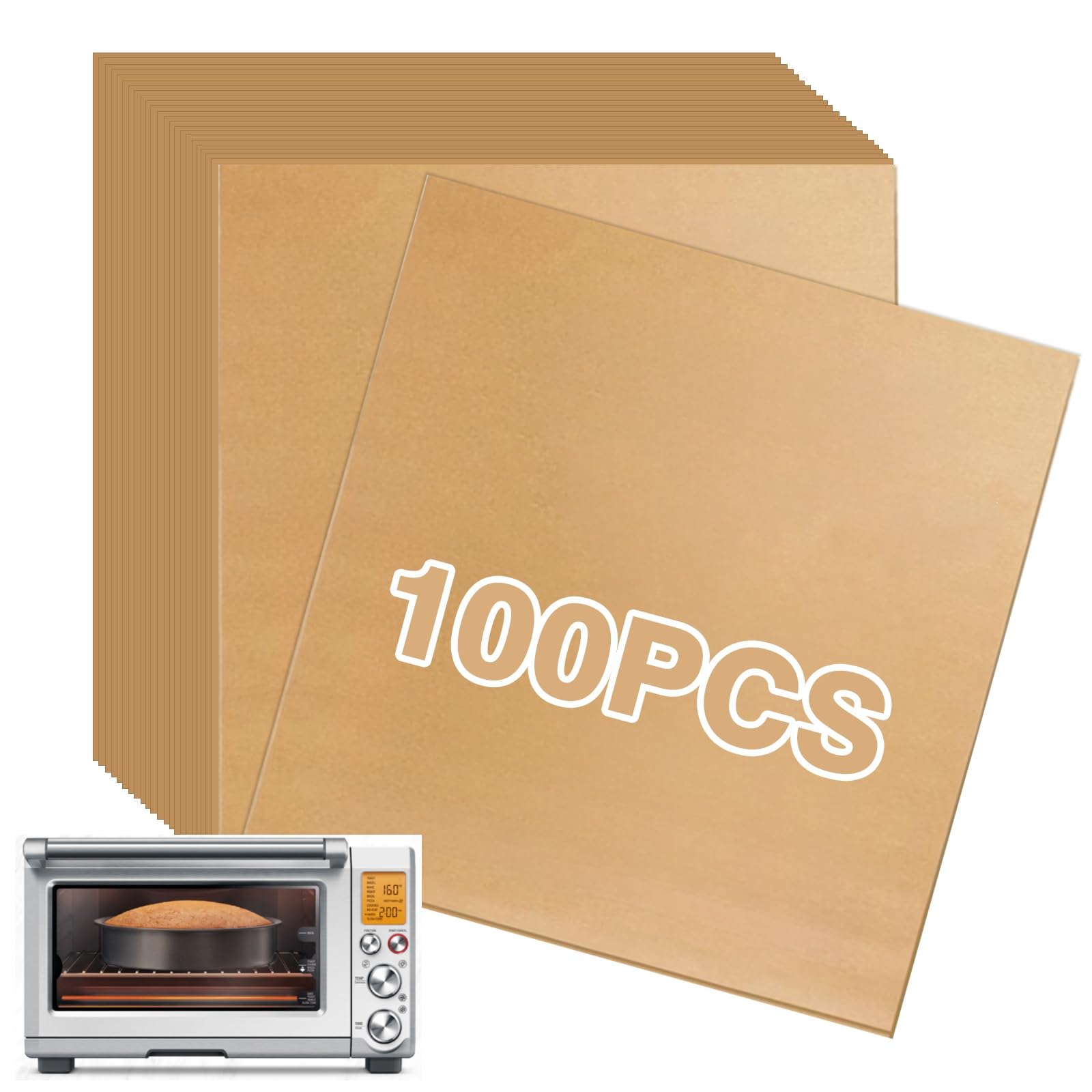 Disposable Air Fryer Liners for Breville Smart Oven Air Fryer Pro BOV845BSS - 100 Pcs Unbleached Parchment Paper Baking Sheets - Non-Stick Air Fryer Accessories for Breville Toaster Oven - Perfect for Healthy Cooking & Easy Cleanup