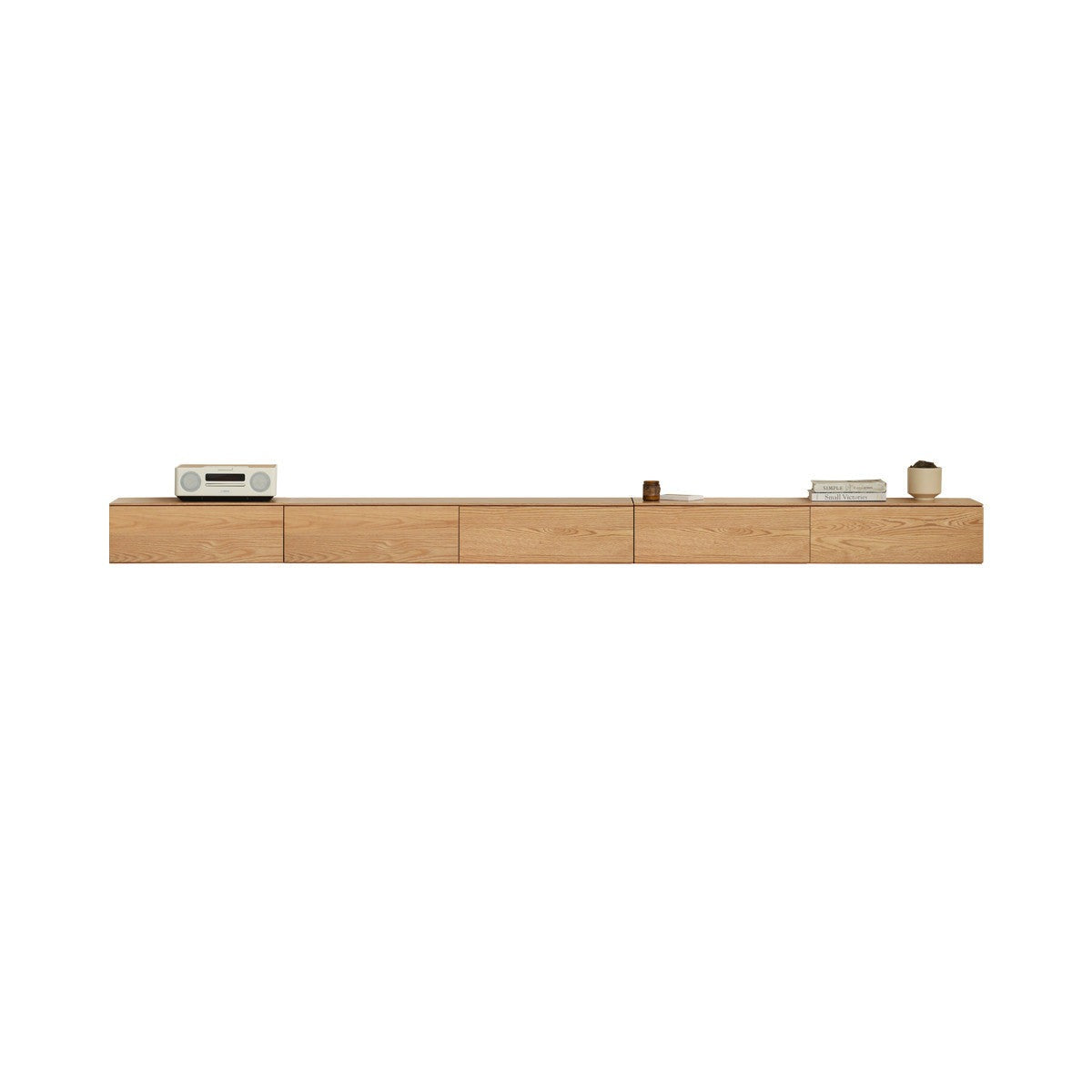 Solid Oak & Black Walnut Wood Floating TV Stand - Modern Wall Mounted Entertainment Center for Living Room, Bedroom & Home Theater