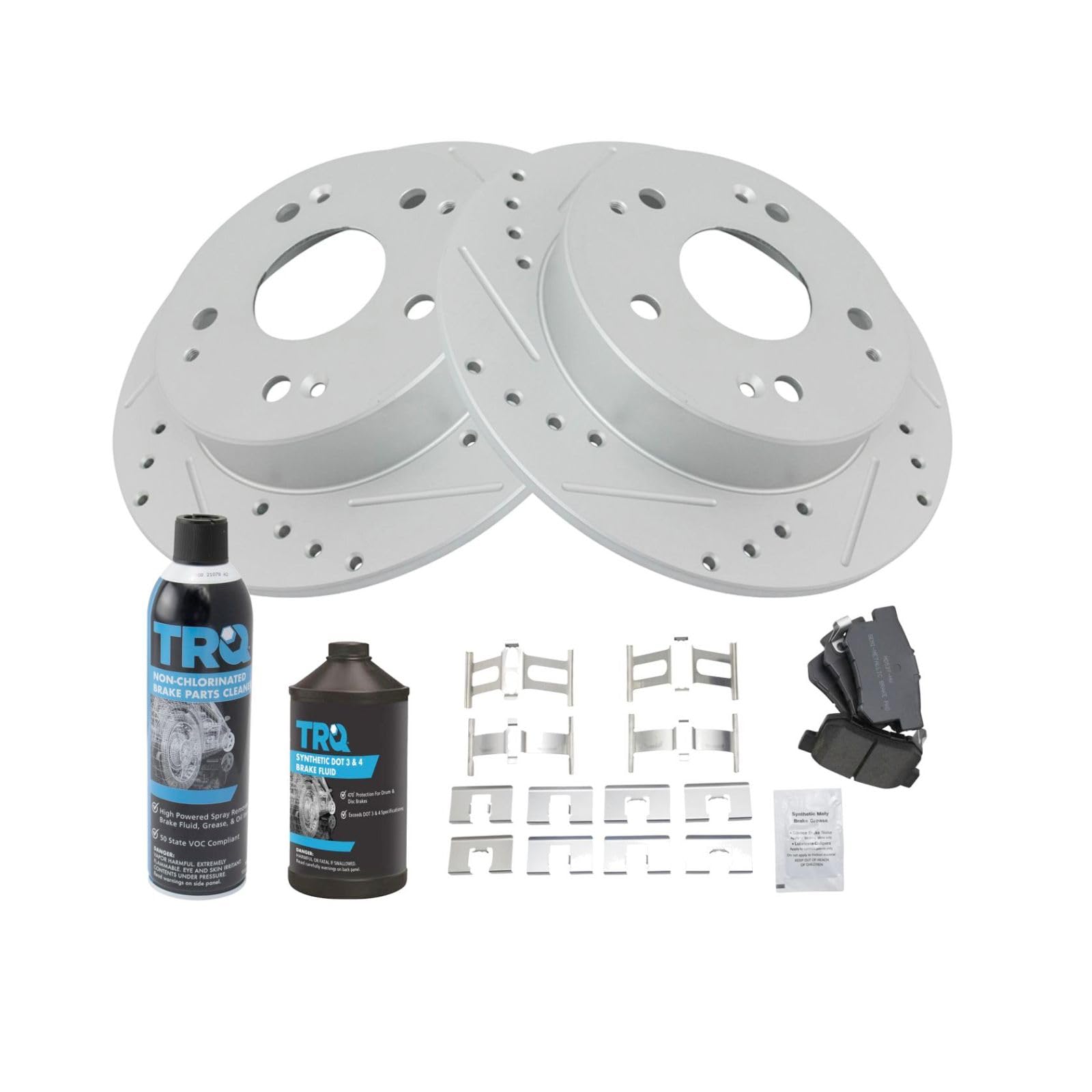 High Performance Semi-Metallic Rear Brake Pad & Rotor Kit - G-Coated Slotted & Drilled - Fits 1997-2001 Acura Integra, 2002-2006 RSX, 1998-2002 Honda Accord, 2004-2005 Civic - Perfect for Street Racing & Daily Driving