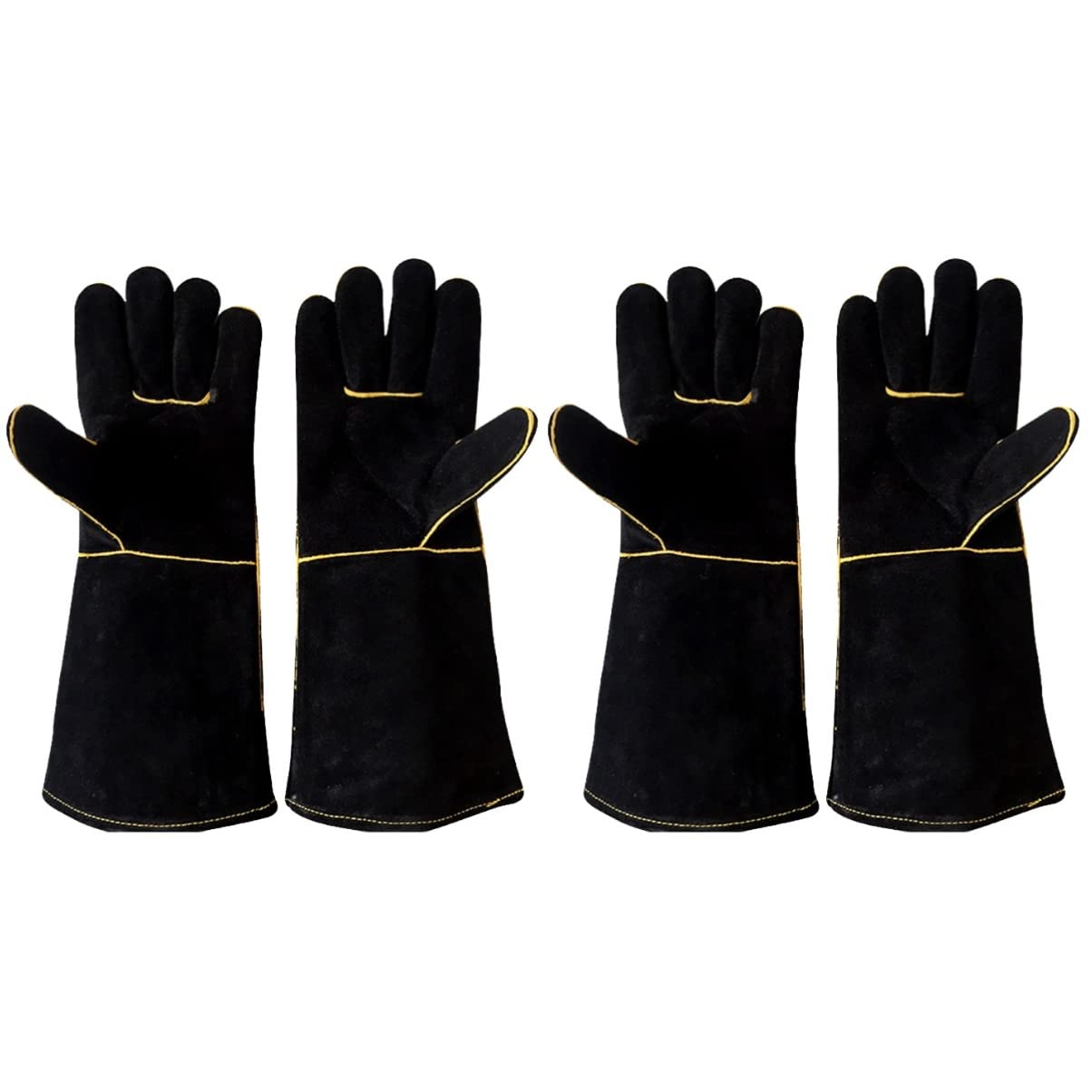 Yardwe 4-Piece Leather BBQ Grill Oven Mitts - Heat Resistant Cooking & Grilling Gloves for Kitchen, Baking, BBQ, and Outdoor Camping
