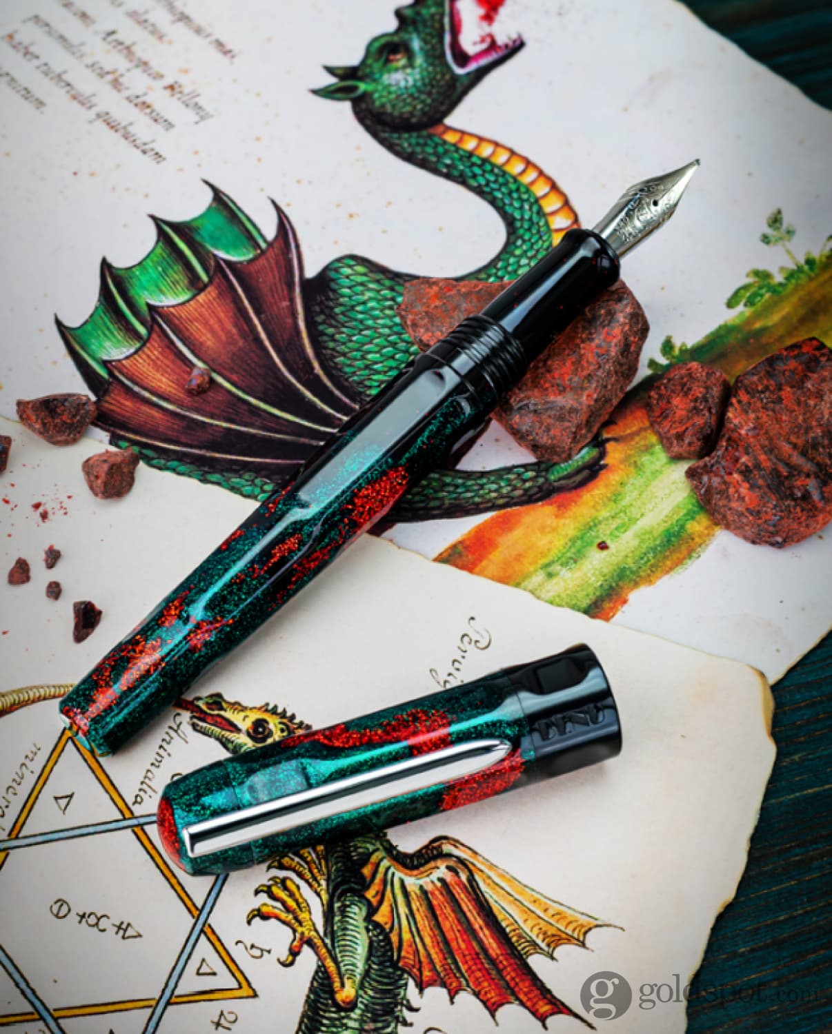 Premium Benu Talisman Fountain Pen - Dragon’s Blood Red Luxury Writing Instrument for Calligraphy, Journaling & Gift Giving - Elegant Office & Special Occasion Pen