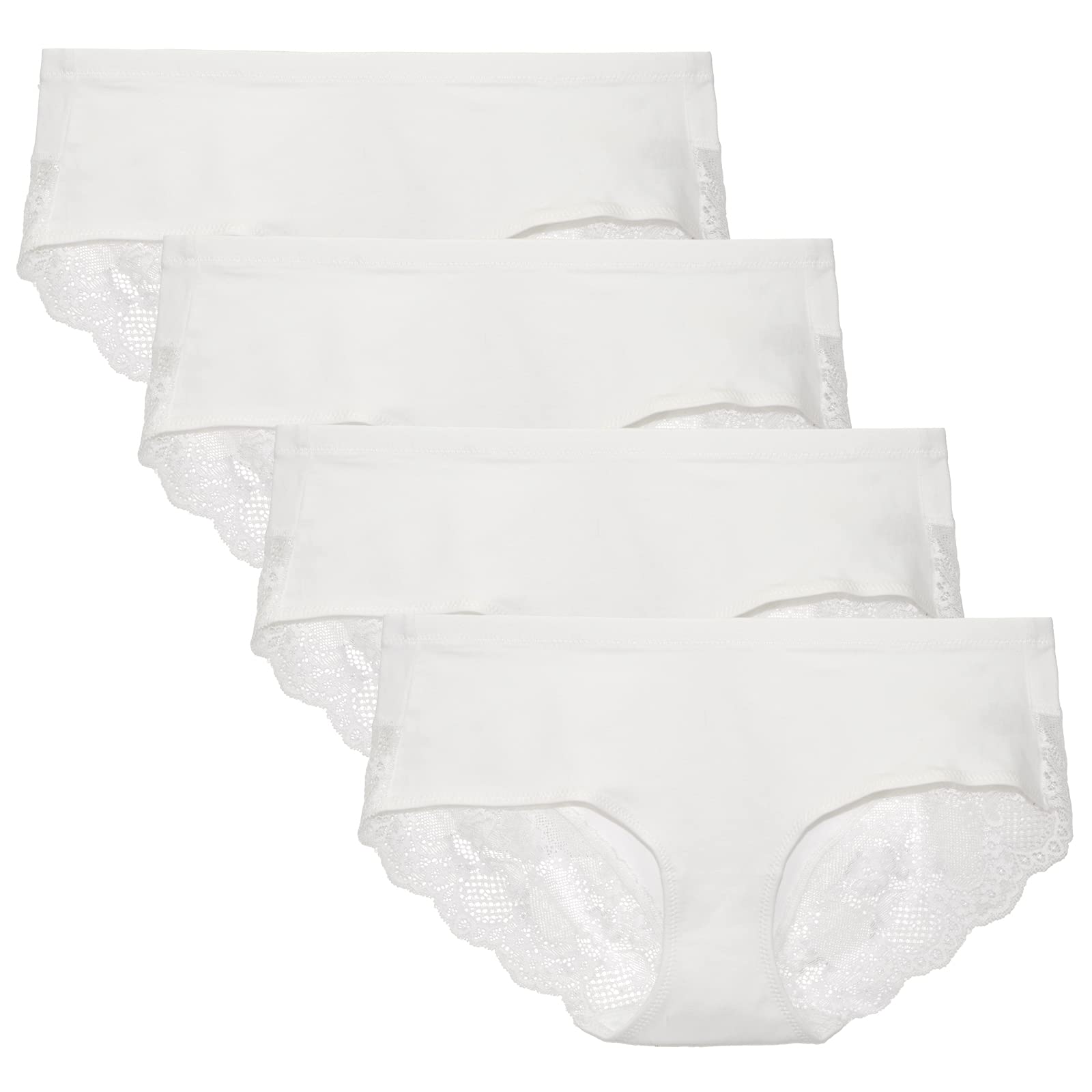 Women's Lace Back Underwear - Mid Rise Full Coverage Panties 4 Pack (Regular & Plus Size) | Comfortable & Sexy for Everyday Wear, Date Night & Special Occasions