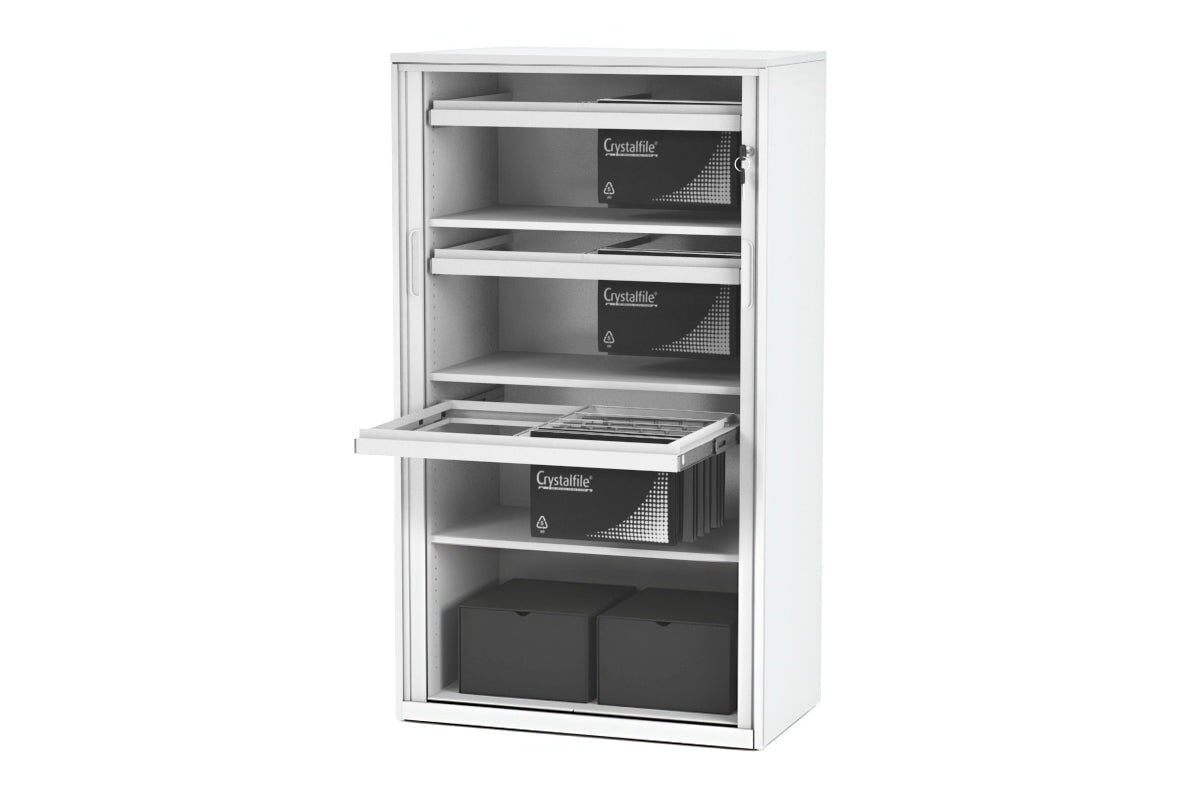 Tambour Sliding Door Storage Cabinet - Metal Closet Organizer [1325H x 900W] - Perfect for Bedroom, Office, or Garage Storage Solutions