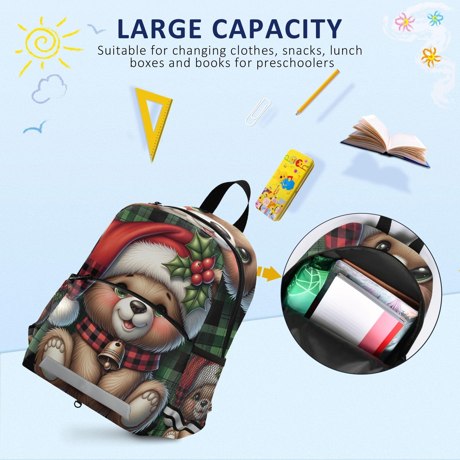 **ODAWA Cute Llamas with Santa Hat Toddler Backpack - Kids Backpack with Leash for Boys & Girls - Perfect for School, Travel, and Daycare**