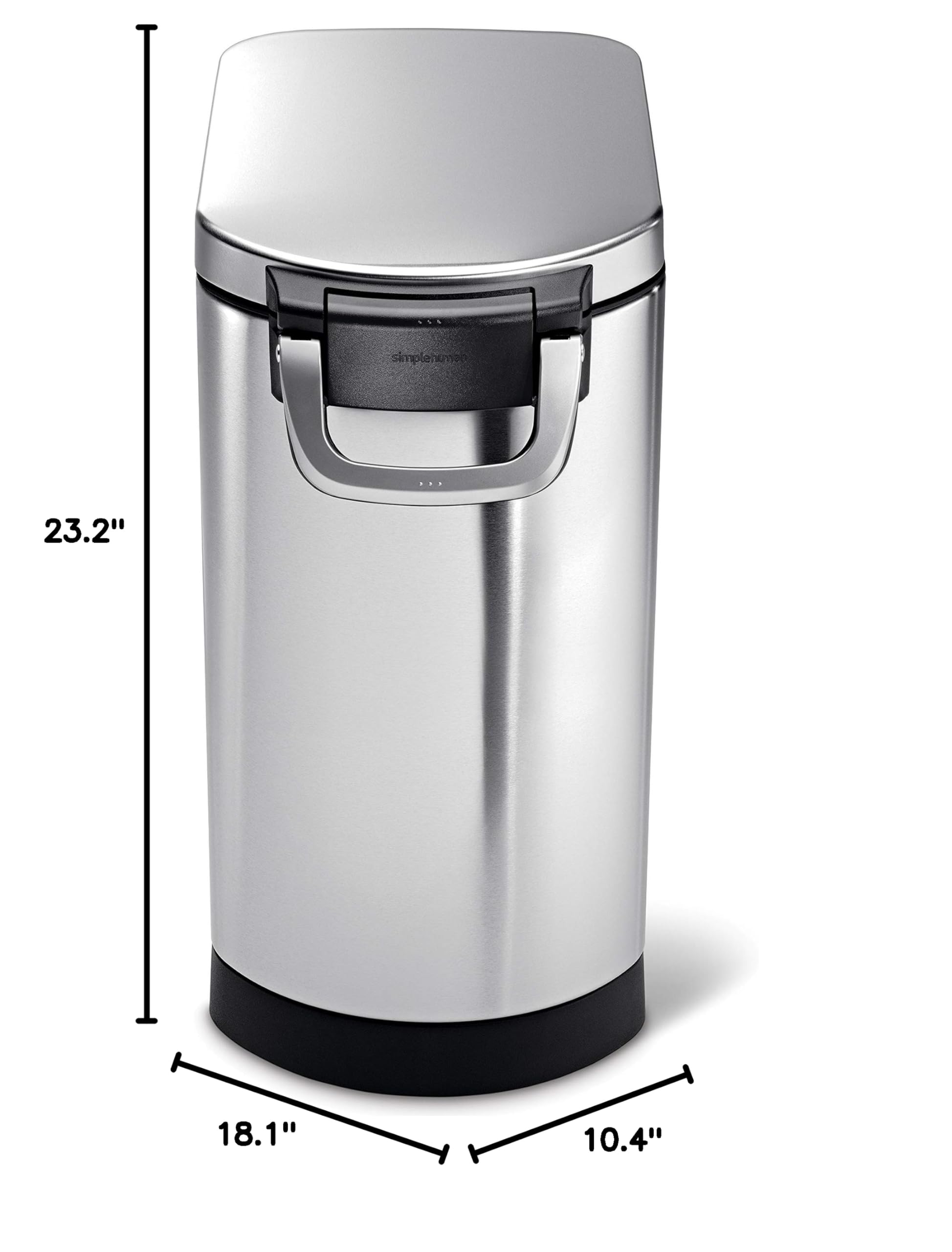 Simplehuman 30 Liter (32 lb / 14.5 kg) Large Pet Food Storage Container - Airtight Dog Food, Cat Food & Bird Feed Dispenser in Brushed Stainless Steel | Perfect for Kitchen Pantry, Garage or Pet Feeding Area Organization
