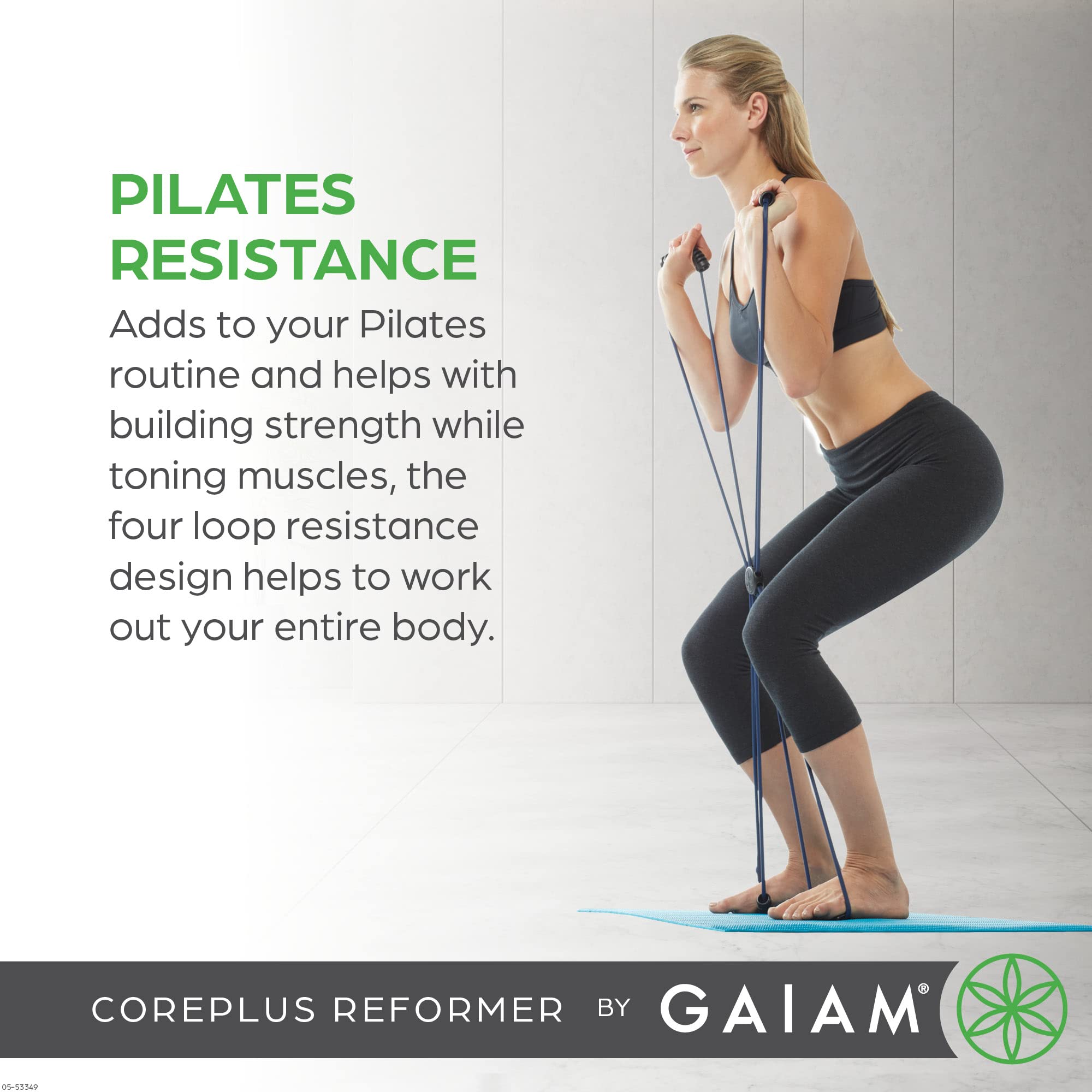 Gaiam Pilates Coreplus Reformer Resistance Band Kit - Home Gym Equipment for Full Body Workout - Tone Muscles & Build Strength - Ergonomic Handles with Digital Workout Guide - Perfect for Home Pilates, Yoga & Strength Training
