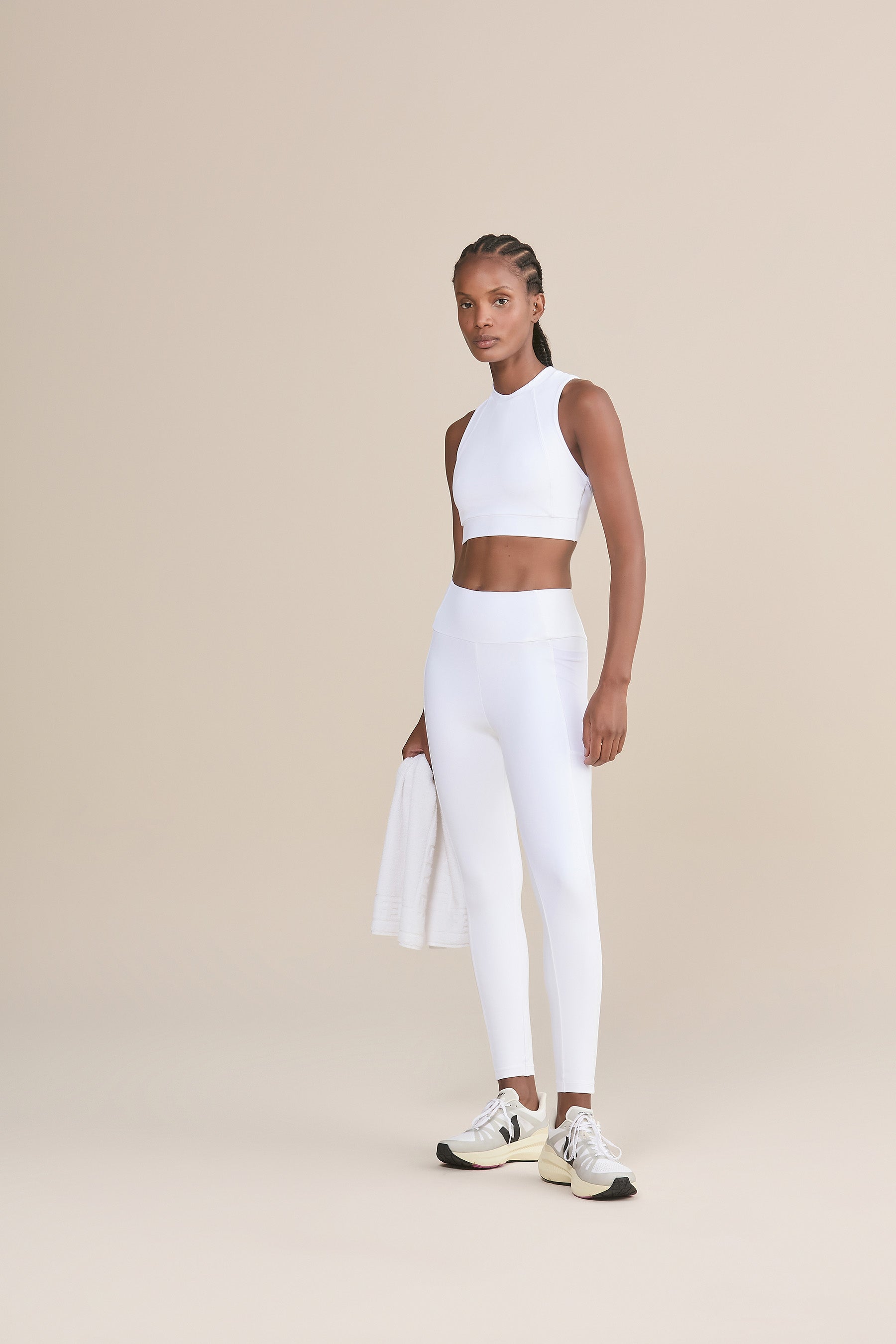 Upfit Tule Power White High-Waisted Long Leggings for Women - Comfortable & Stretchy Yoga Pants for Workout, Running & Everyday Wear