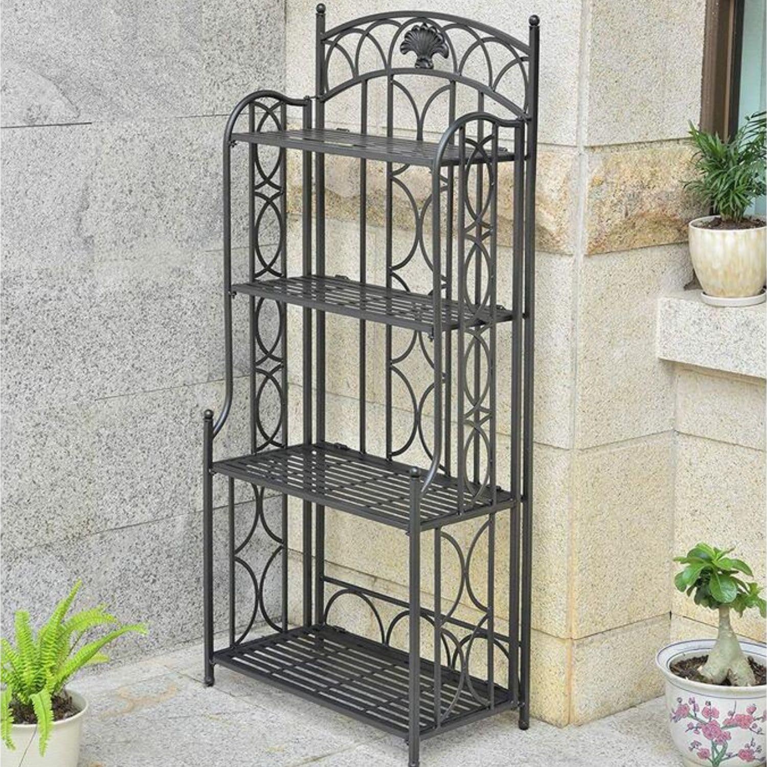 Segovia Iron 4-Tier Bakers Rack - Sturdy Metal Kitchen Storage Shelf for Baking, Spices & Cookware - Perfect for Small Kitchens, Pantry Organization & Farmhouse Decor