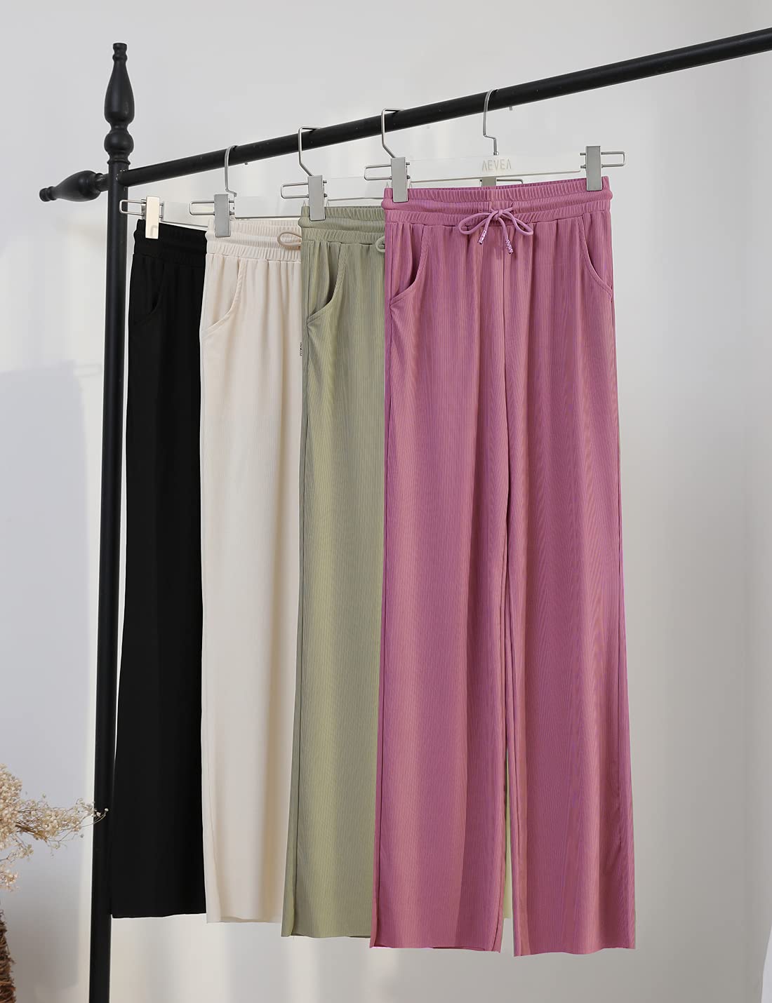 Snoly Women's High Waist Wide Leg Summer Casual Pants - Ice Silk Sweatpants for Women, Full Length Comfortable Lounge Pants for Yoga, Travel & Everyday Wear