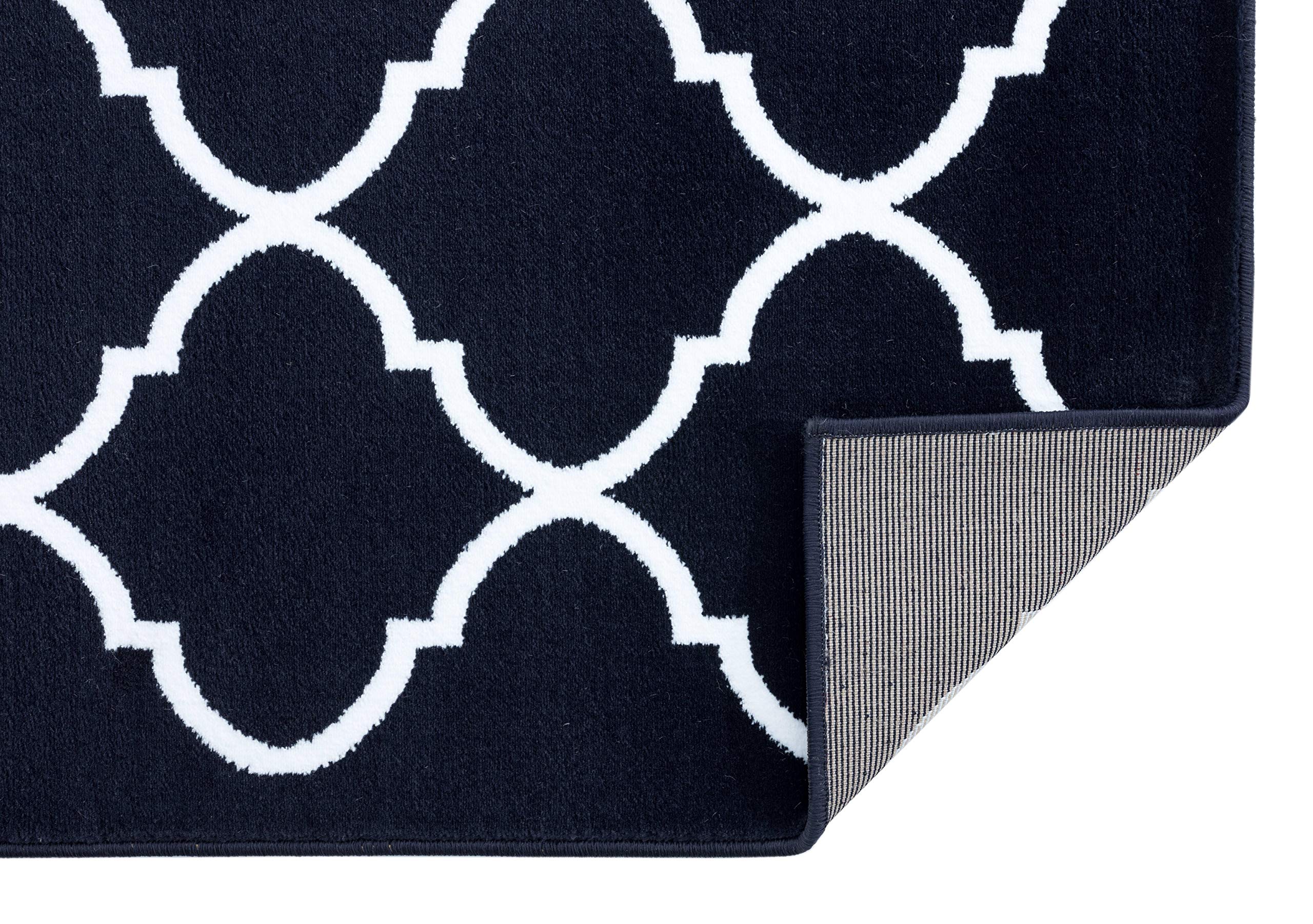 Soft Touch Modern Geometric Navy & White Area Rug 2x3 ft - Machine Washable Indoor Outdoor Carpet for Bedroom, Living Room, Dining Room, Kitchen & Kids Room | Home Decor & Floor Protection
