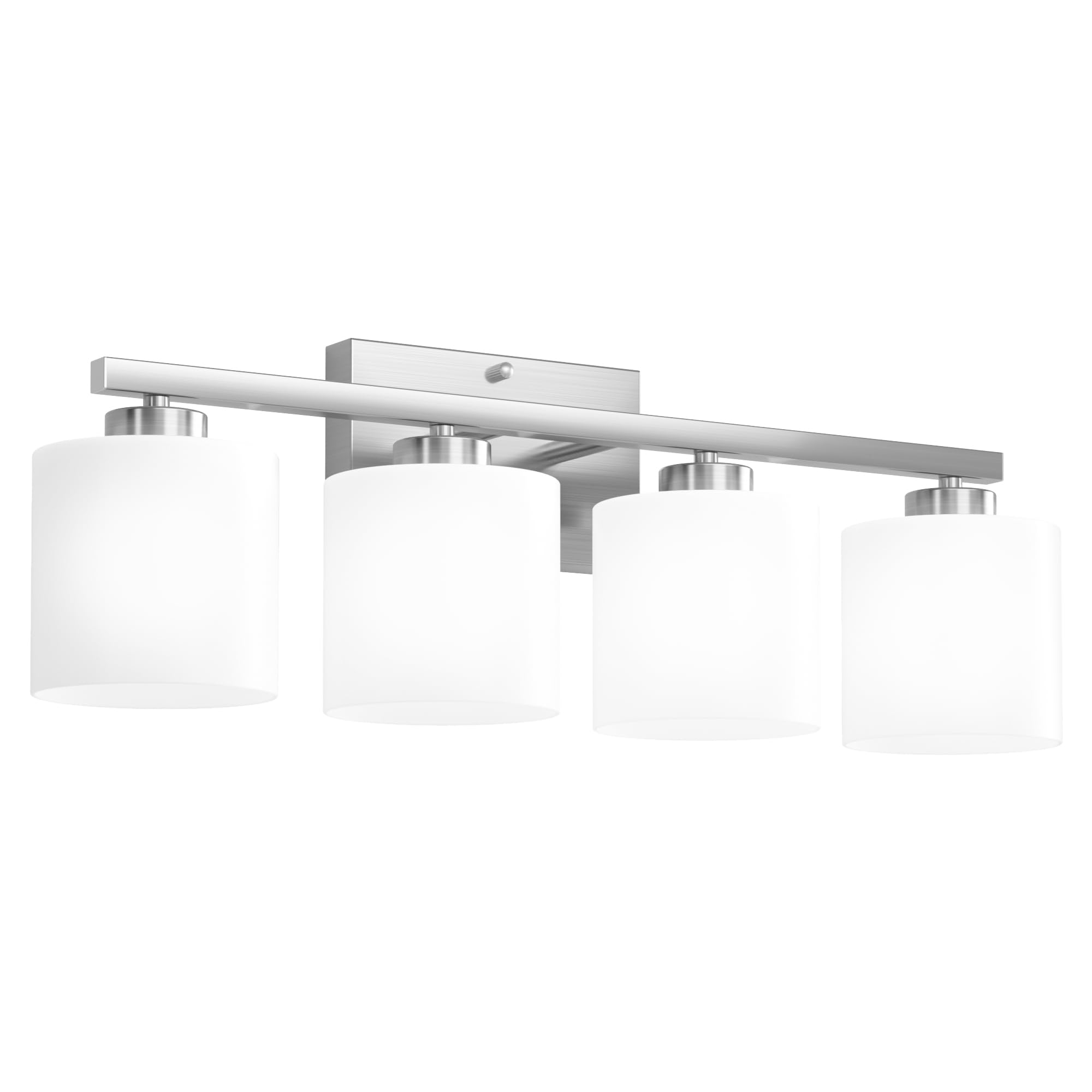 Modern 4-Light Bathroom Vanity Light Fixture - Brushed Nickel Finish with Frosted Shade & Anti-Rust Coating, E26 Base - Perfect for Bathroom, Powder Room & Dressing Area Lighting