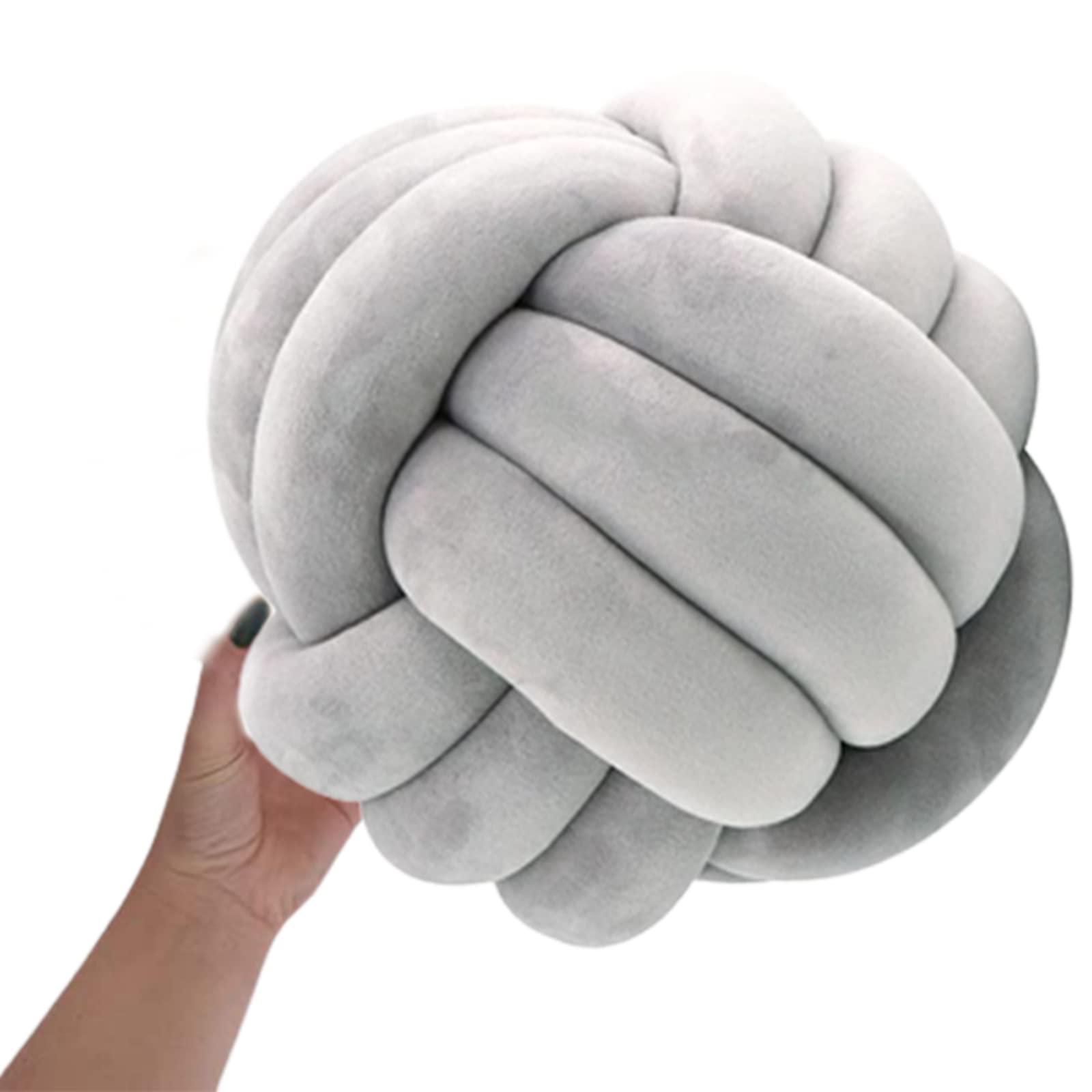 SRHMYJJ Modern Knot Ball Throw Pillow - Light Gray Decorative Cushion for Sofa, Bed, Living Room - 10.6 Inch Home Decor Pillow - Perfect for Cozy Home Styling and Gift Giving
