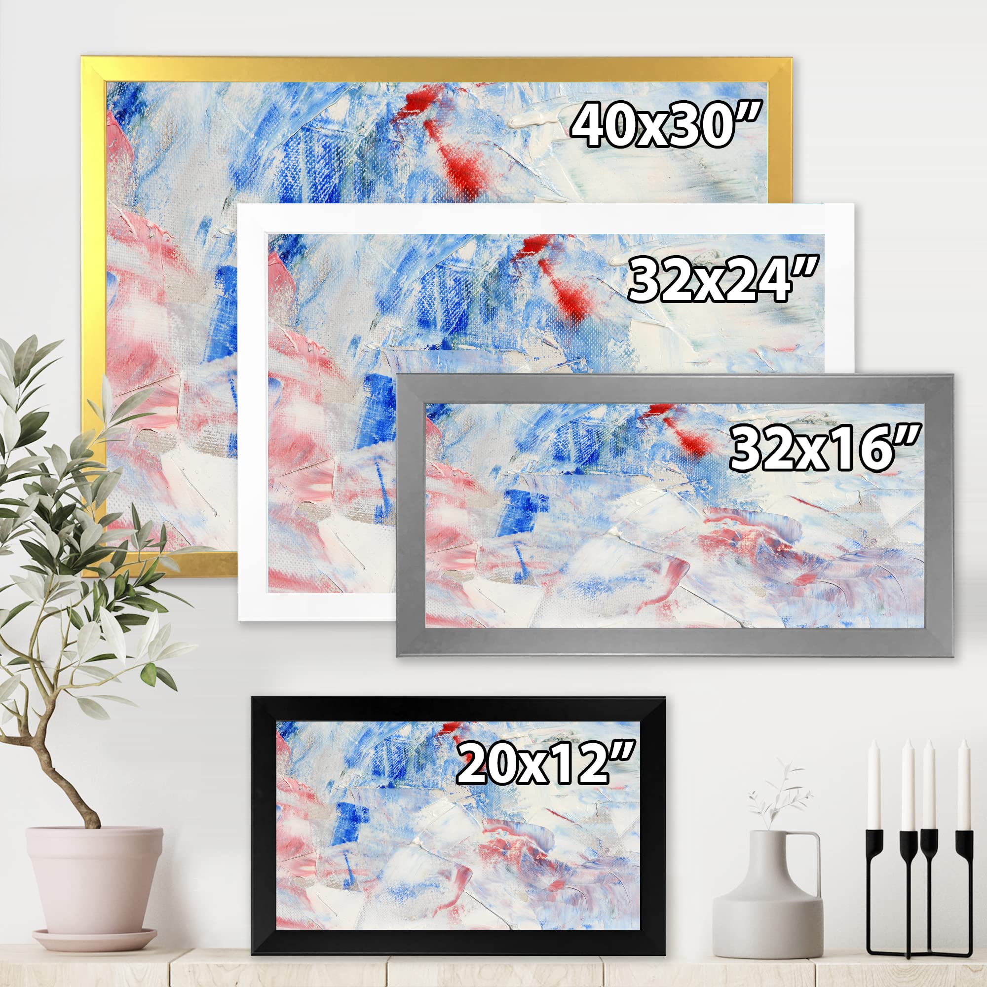 Blue Abstract Composition Modern Framed Wall Art - Contemporary Canvas Painting for Living Room, Bedroom & Office Decor - Perfect Gift for Housewarming & Interior Design