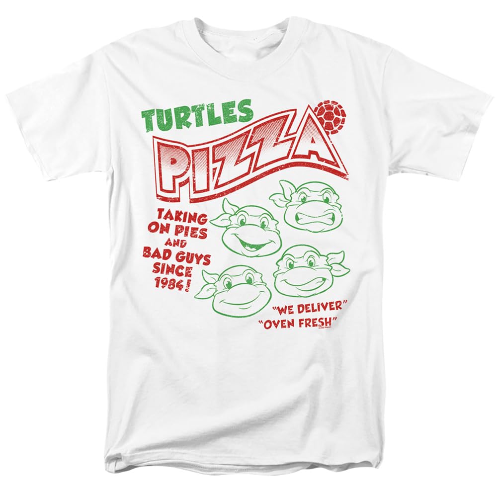 Popfunk Classic TMNT Teenage Mutant Ninja Turtles Pizza Graphic Unisex Adult T-Shirt - Perfect for Cosplay, Comic Con & Casual Wear