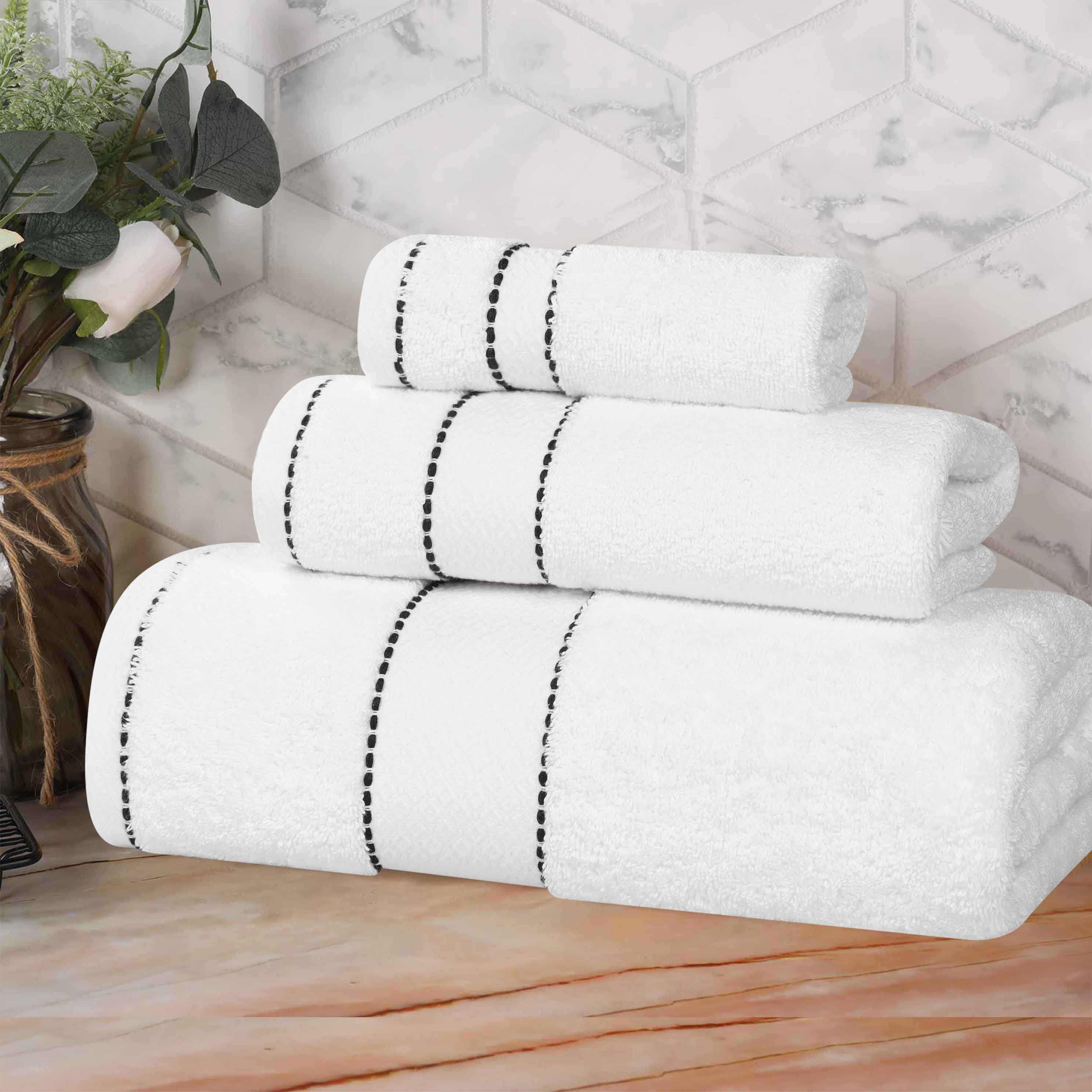 Premium Egyptian Giza Cotton Dobby 3-Piece Bath Towel Set - Ultra Absorbent, Soft & Luxurious for Spa, Bathroom, and Guest Use