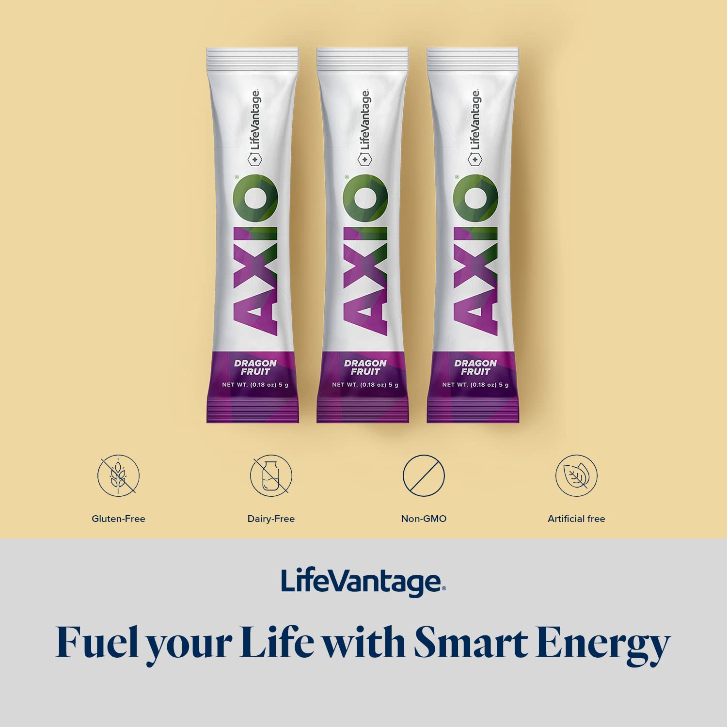 LifeVantage AXIO Dragonfruit Energy Drink Powder - 30 Packets with B Vitamins, DMAE, L-Theanine, Quercetin, Green Tea & Pine Bark Extract | Boost Focus & Energy for Workouts, Study & Daily Activities