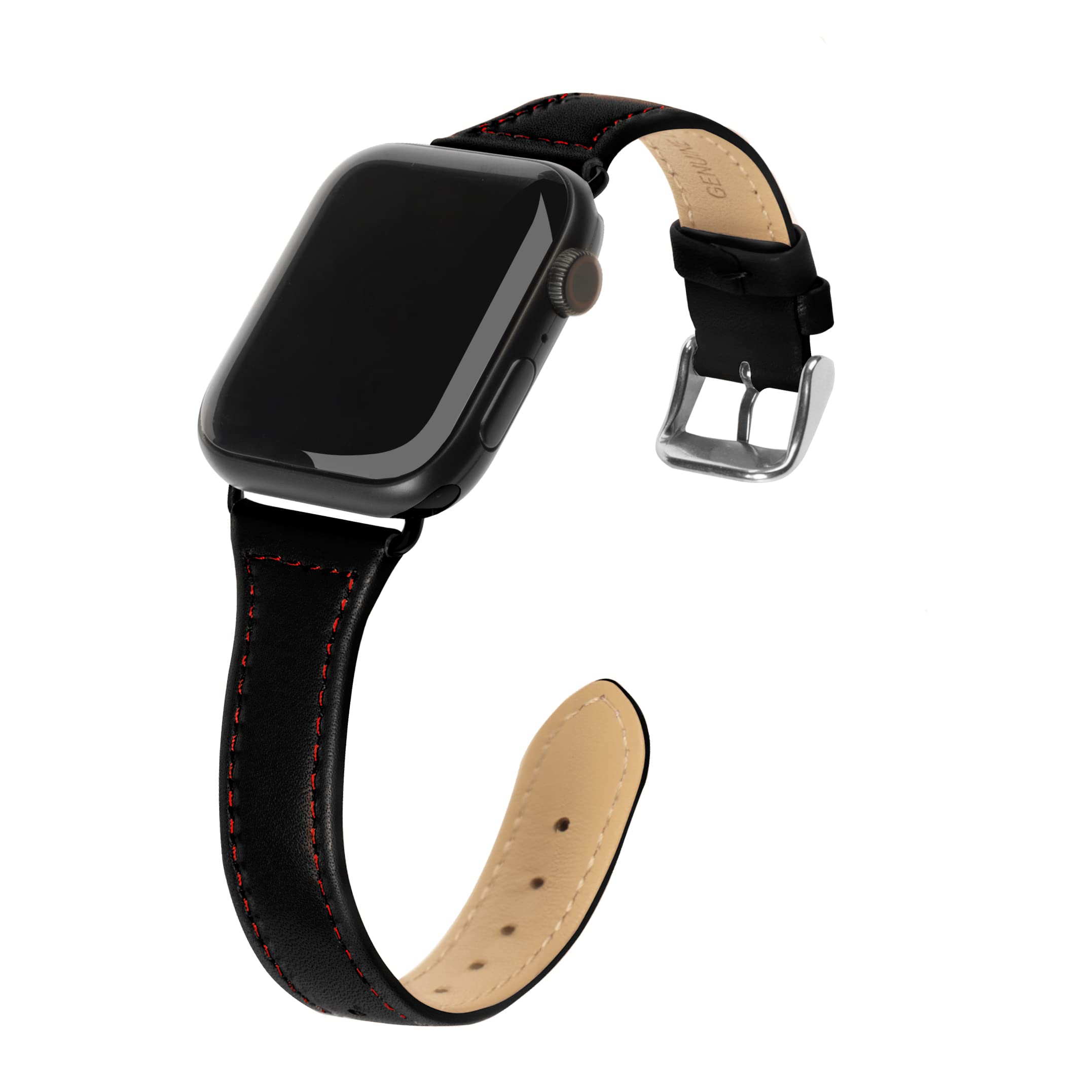 Premium Leather Apple Watch Band Compatible with Series 7/6/5/4/3/2/1/SE - 38mm 40mm 41mm 42mm 44mm 45mm Sizes - Stylish & Comfortable Women's iWatch Strap for Workouts, Office & Everyday Wear