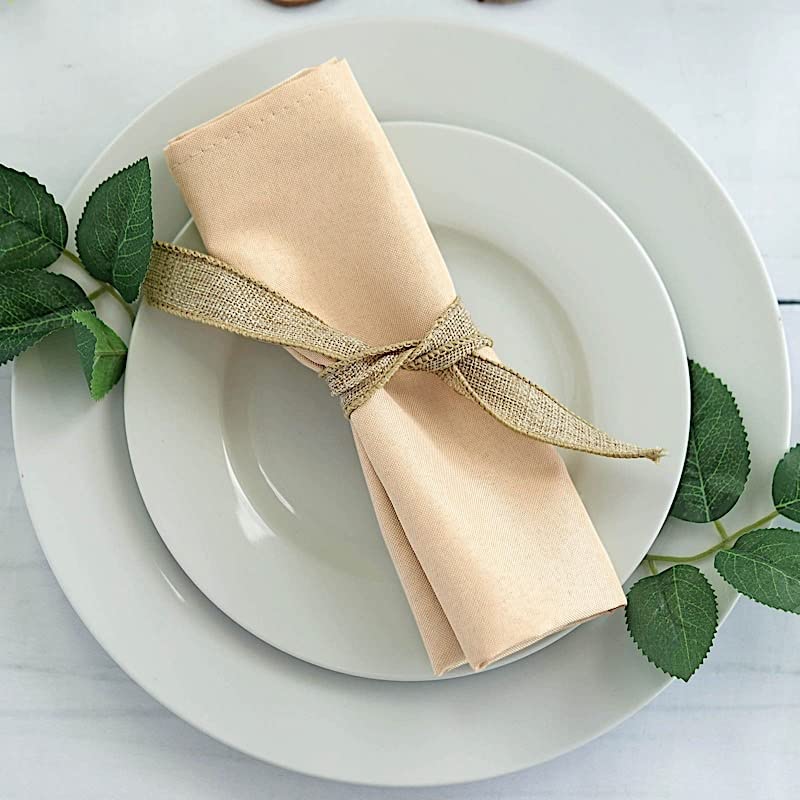 100-Pack 20-Inch Champagne Polyester Table Napkins - Reusable & Washable for Wedding, Party, Dinner - Elegant Table Linens & Tableware Supplies - Perfect for Formal Events, Holiday Gatherings & Restaurant Use