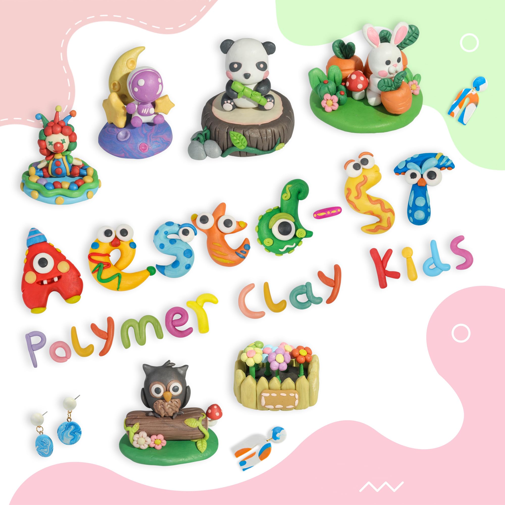36 Colors Aestd-ST Polymer Clay Kit - Non-Sticky Oven Bake Modeling Clay with Sculpting Tools for Kids & Artists | Perfect for DIY Crafts, Holiday Gifts (Halloween/Christmas), and Art Projects