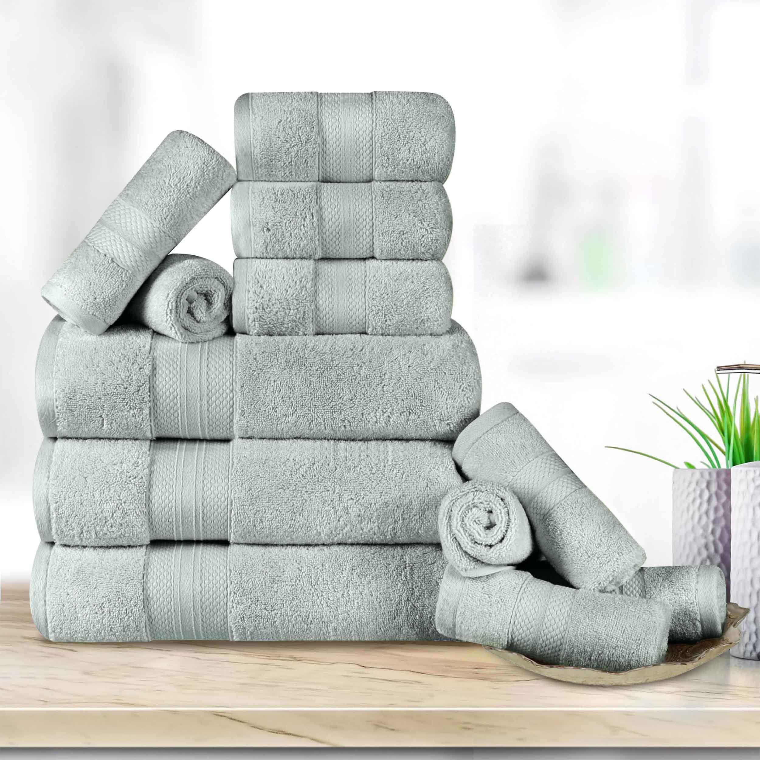 Premium 12-Piece Ultra Plush Turkish Cotton Towel Set - Highly Absorbent, Soft & Luxurious Bath Towels for Spa, Gym, Beach & Home Use