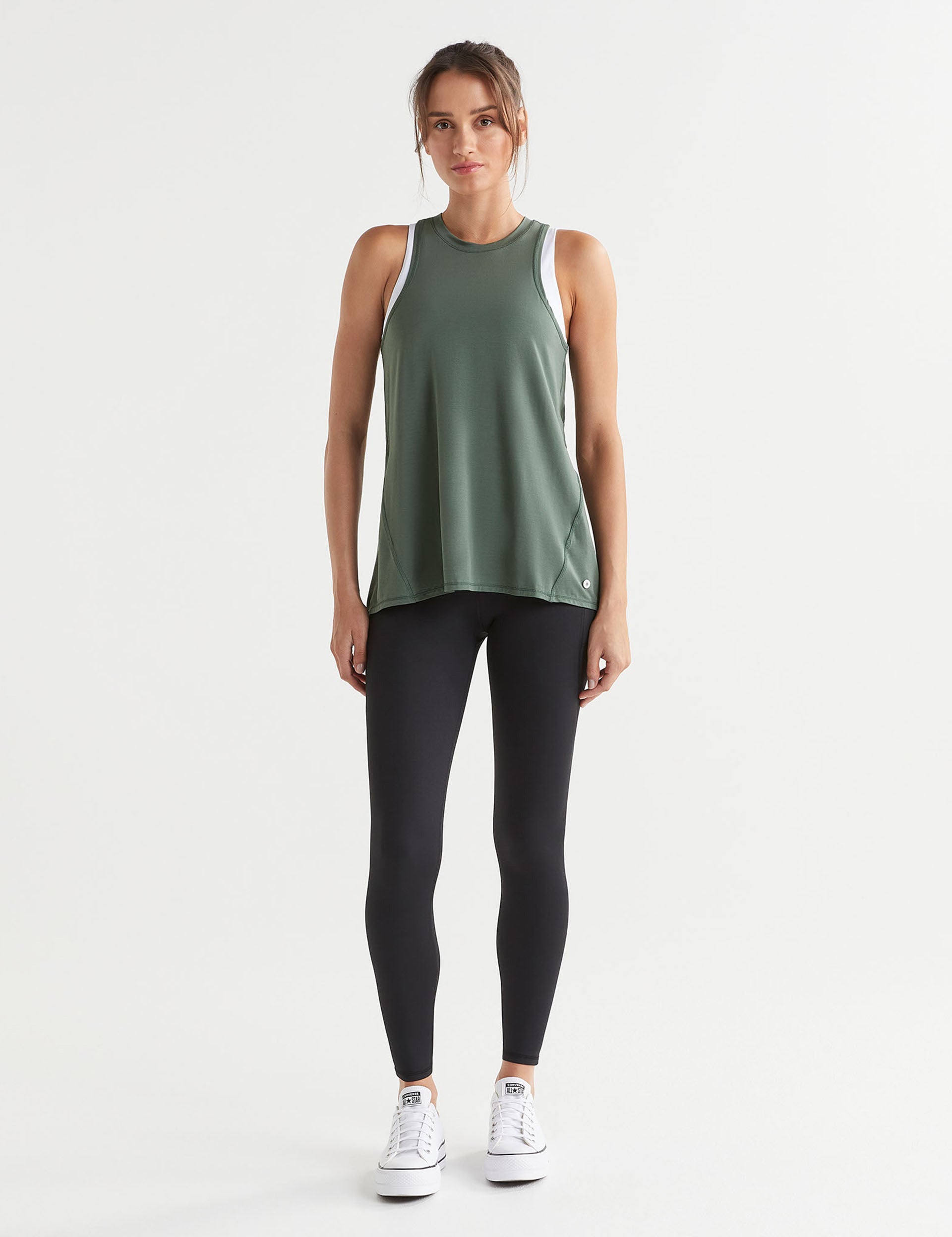 Kendall Tank Top Women's Army Green - Casual Summer T-Shirt for Yoga, Beach & Everyday Wear