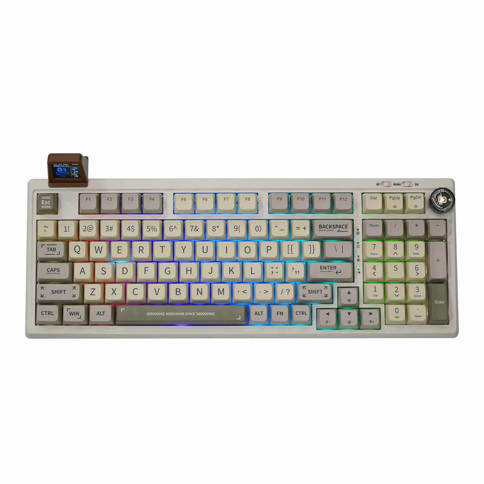 EPOMAKER RT100 97-Key Wireless Mechanical Gaming Keyboard with Customizable Display, Rotary Knob & Hot-Swappable Switches | Bluetooth 5.0/2.4GHz/USB-C | 5000mAh Battery | Wisteria Linear Switch | Compatible with Windows & Mac | Perfect for Gaming, Office Work & Typing Enthusiasts