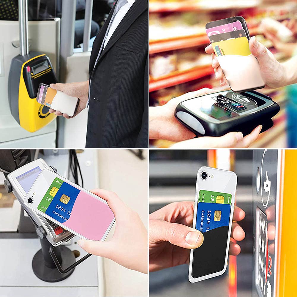 6PCS Silicone Adhesive Phone Card Holder - Wallet for Credit Cards, ID & Business Cards - Compatible with iPhone, Samsung Galaxy & Android Smartphones - Perfect for Work, Travel & Everyday Use