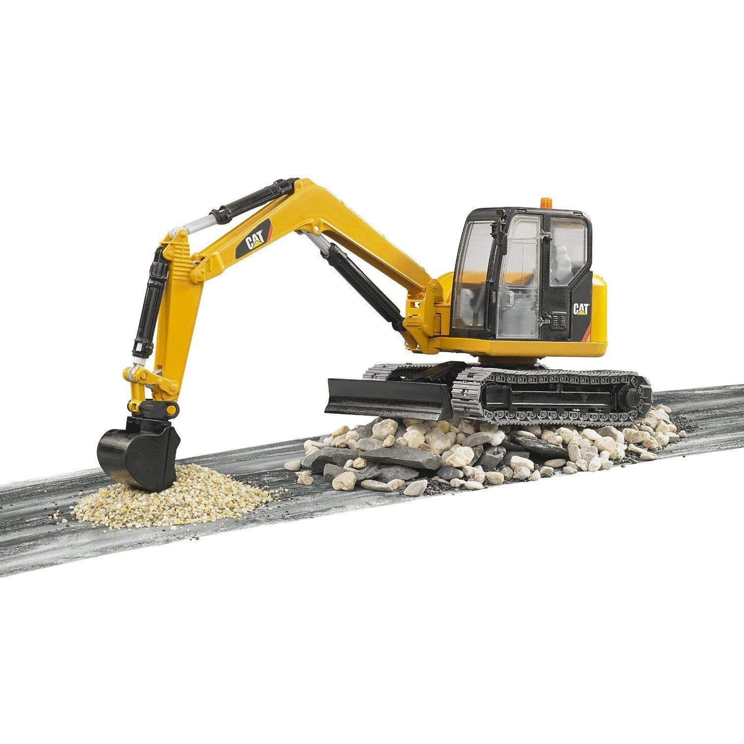 BRUDER CAT Mini Excavator Toy - Realistic Construction Vehicle with Rotating Cab & Detachable Shovel - Educational STEM Toy for Kids Ages 3+ - Perfect for Sandbox Play, Construction Pretend Play & Outdoor Adventures