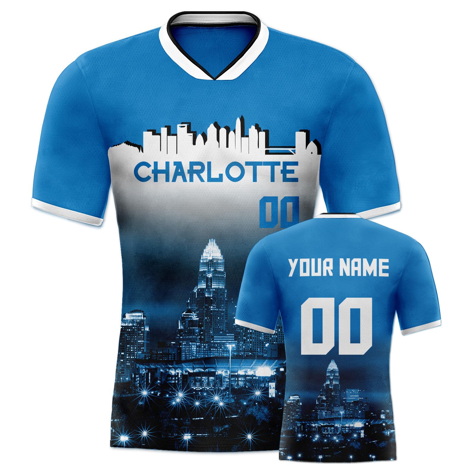 2024 Custom Soccer Jersey with City Night Skyline Design - Personalized Name & Number for Men, Women, Youth - Perfect Gift for Soccer Fans - Ideal for Games, Training & Fan Events